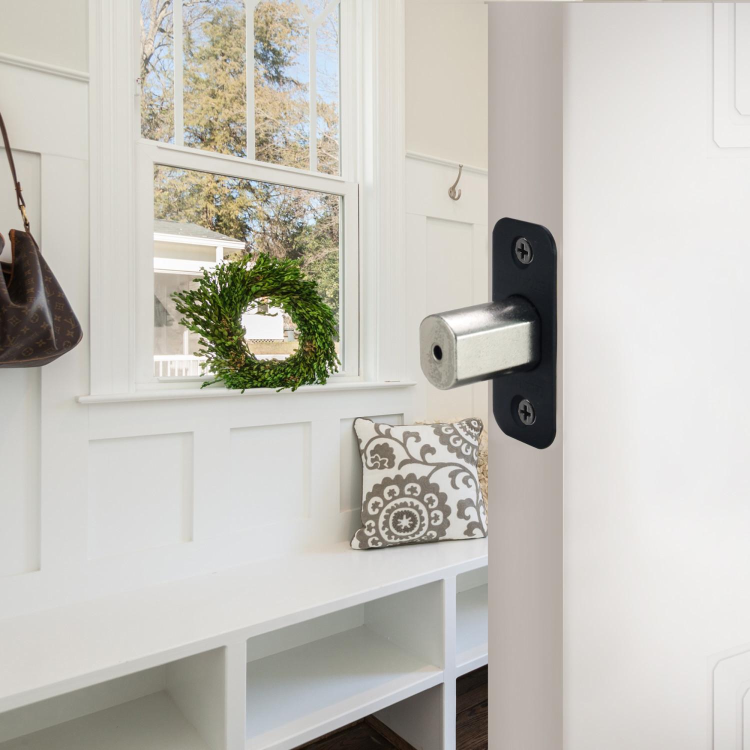 2Way Replacement Adjustable Deadbolt Latch Round Corner Matte Black ǀ