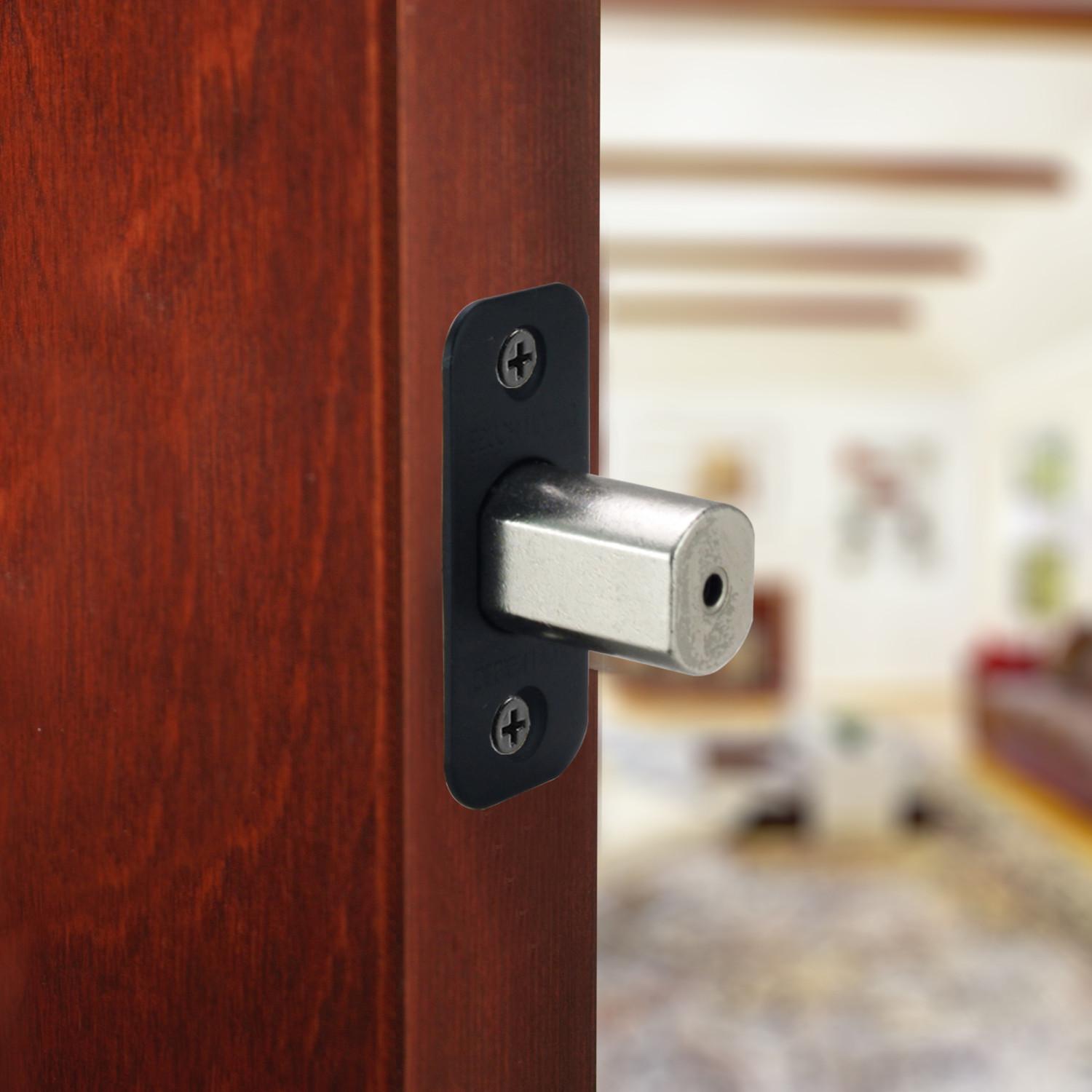 2Way Replacement Adjustable Deadbolt Latch Round Corner Matte Black ǀ