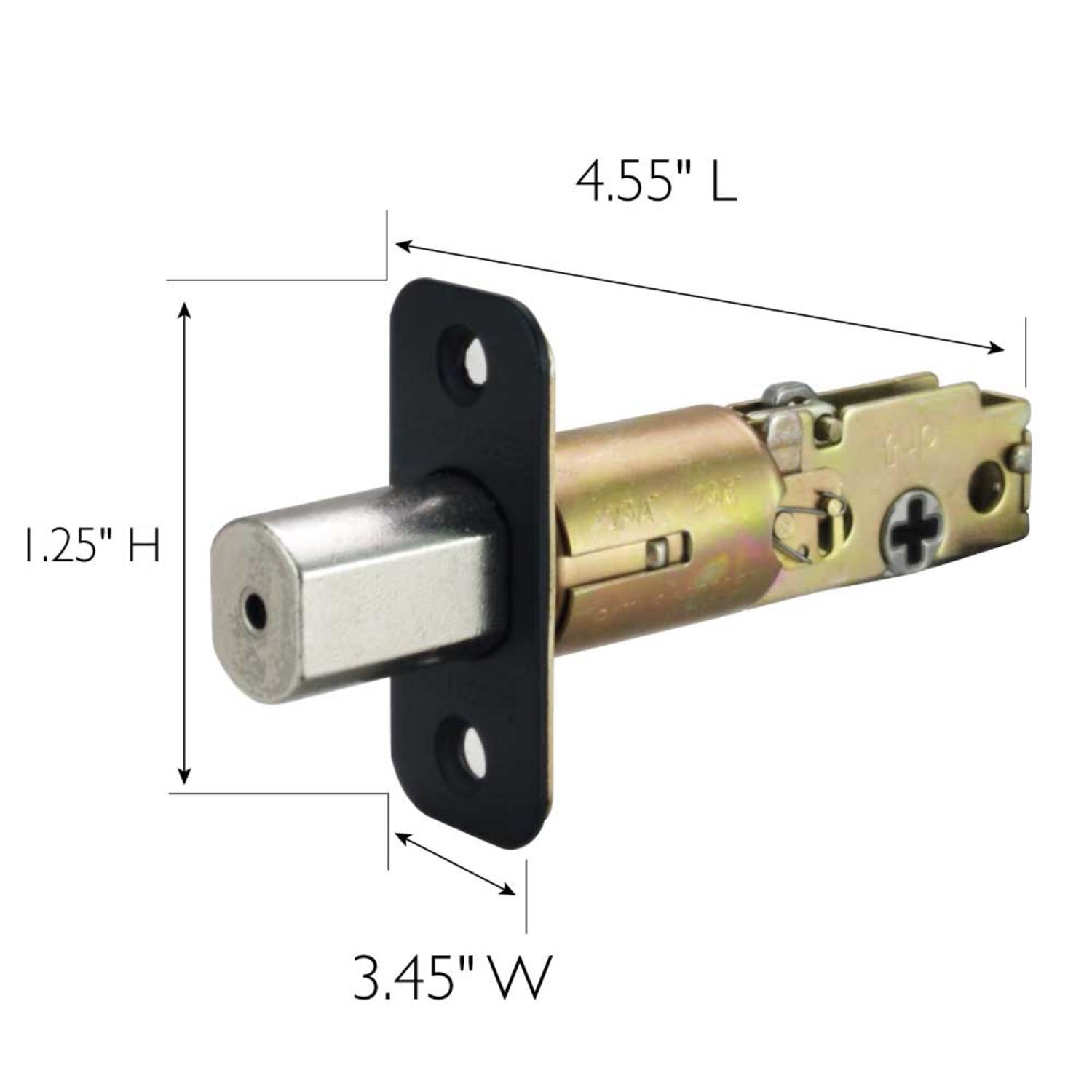 2Way Replacement Adjustable Deadbolt Latch Round Corner Matte Black ǀ