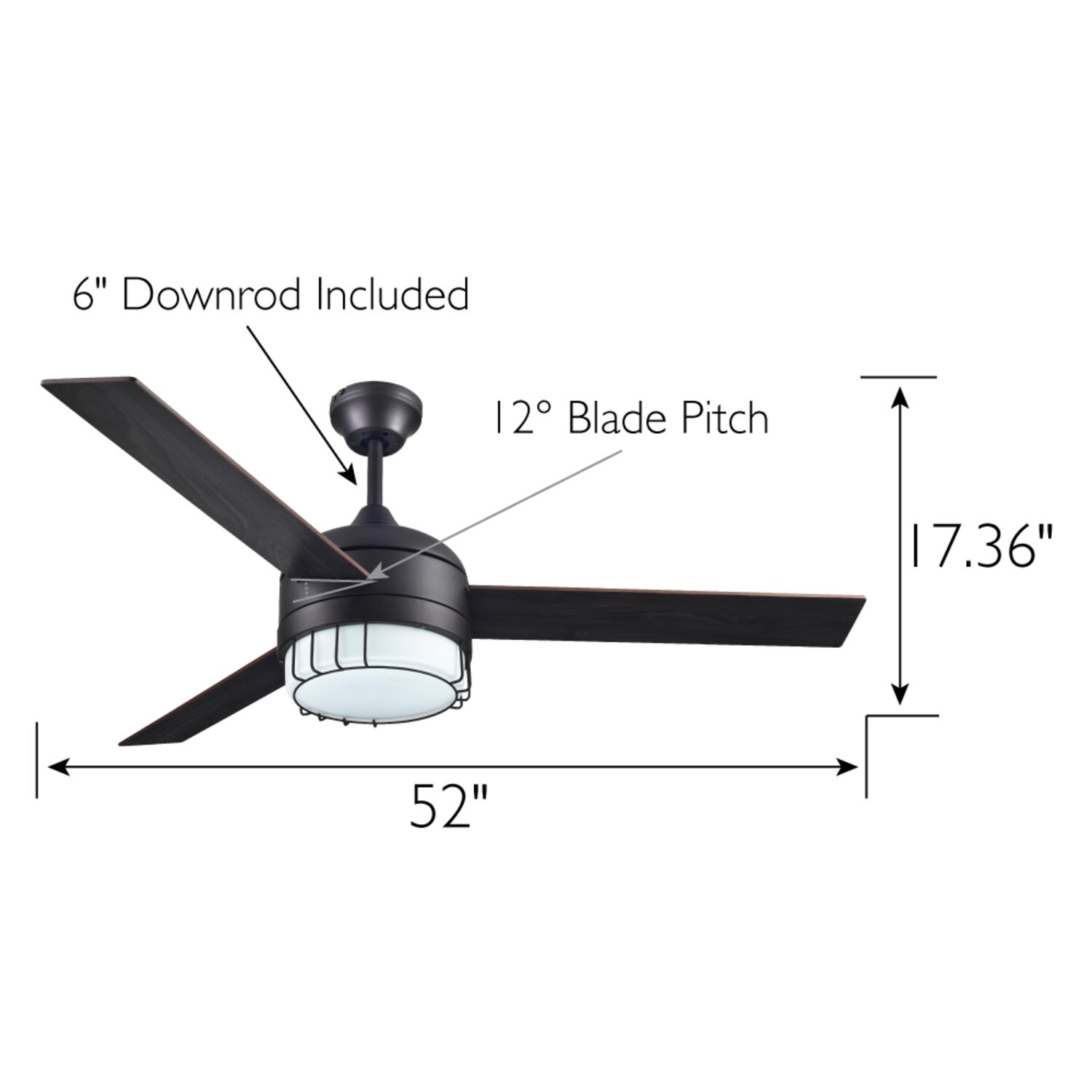 Ajax Bronze 52 Inch 3 Blade Led Ceiling