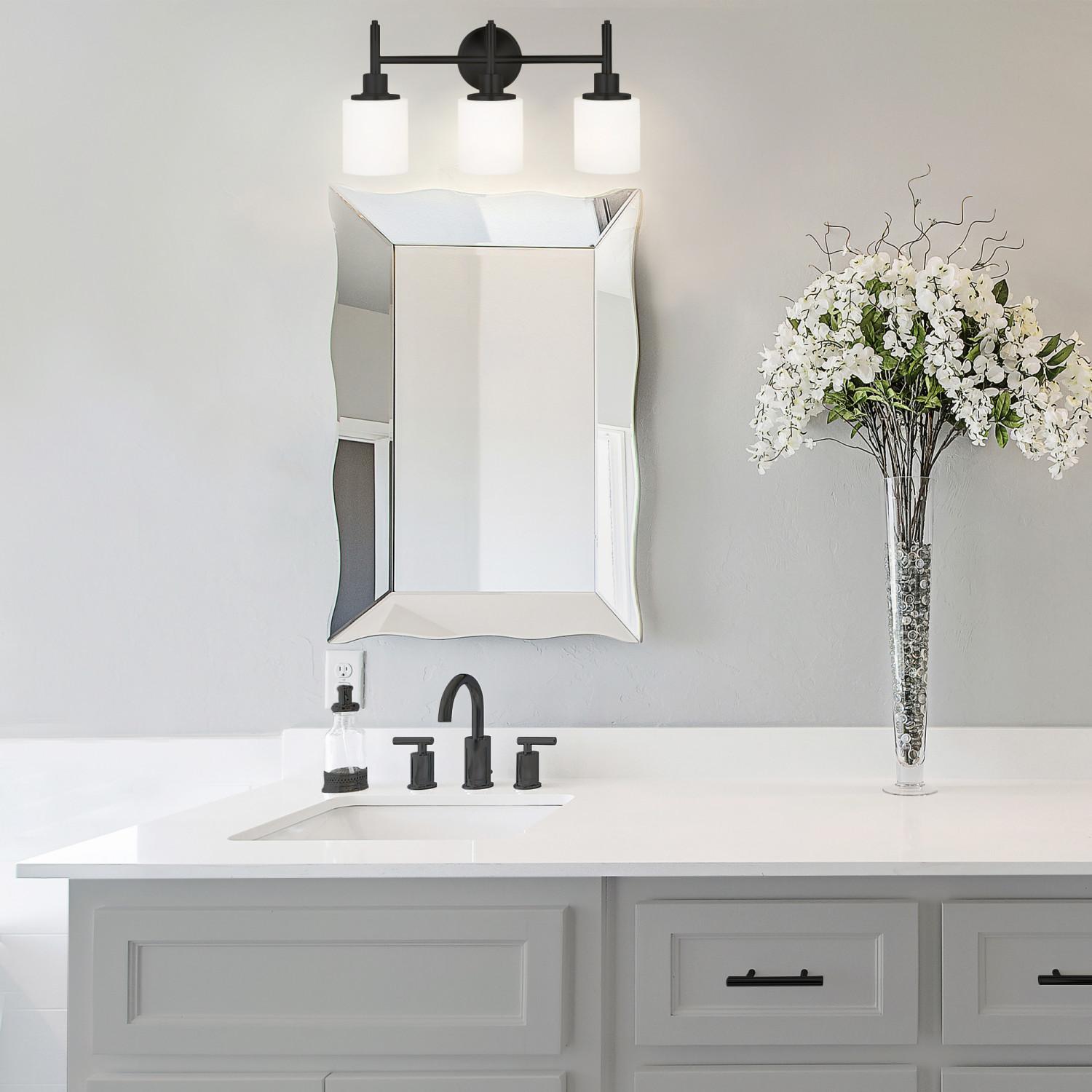 Aubrey Vanity Light in Matte Black, 3-Light Aubrey Vanity Light in Matte Black, 3-Light