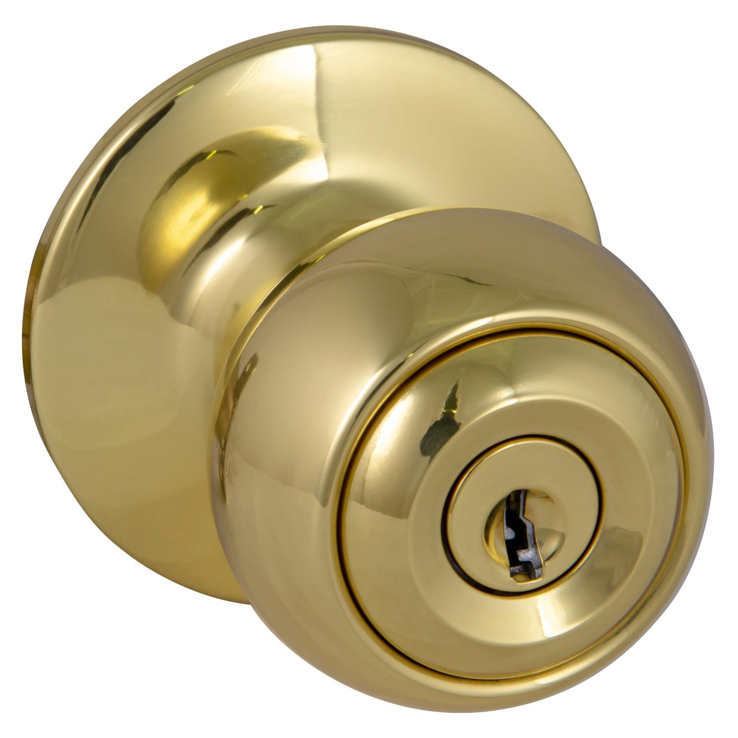 Ball Keyed Entry Door Knob Polished Brass ǀ Hardware & Locks ǀ