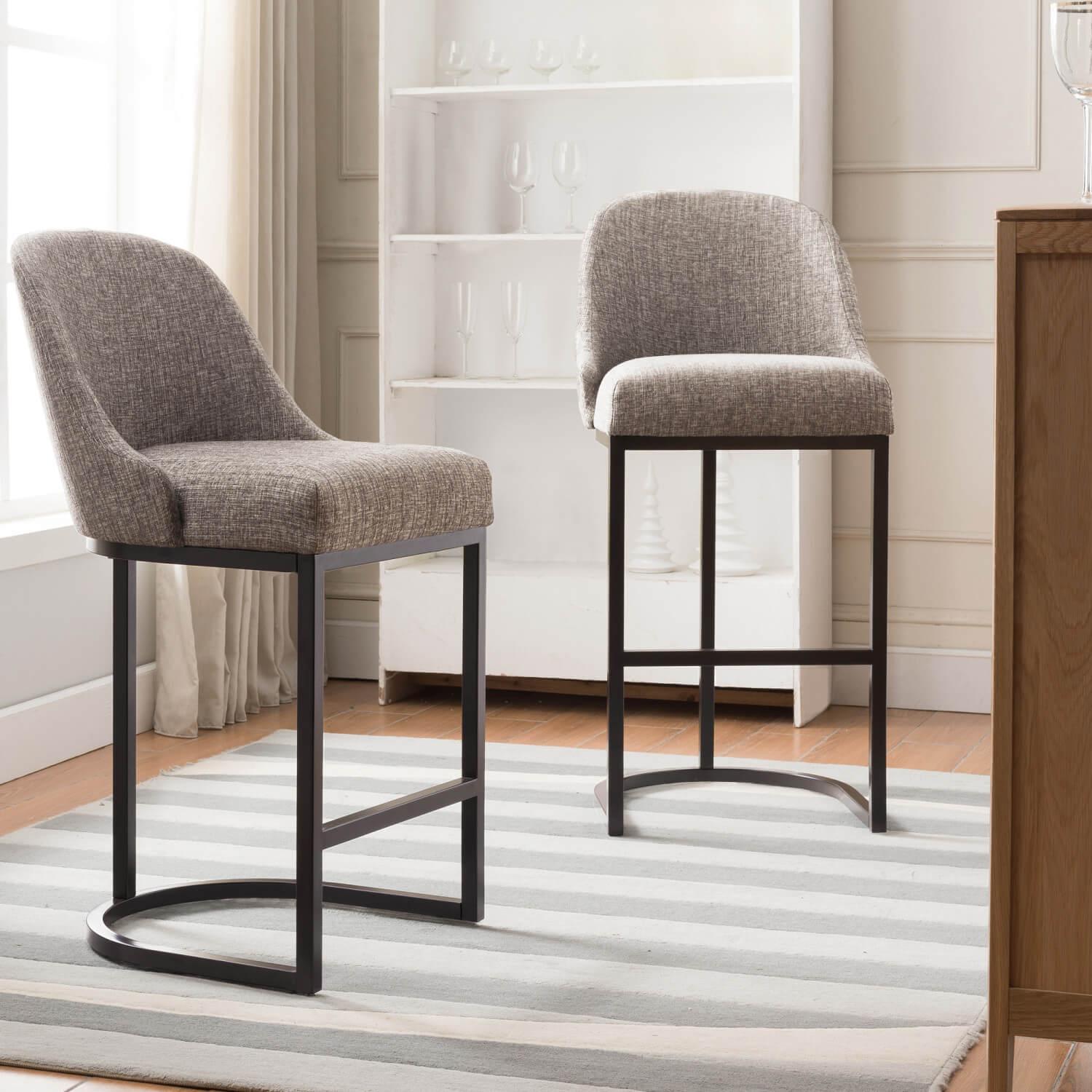 Barrelback Bar Stool Gray and Espresso Set of 2 Furniture Today s Design House