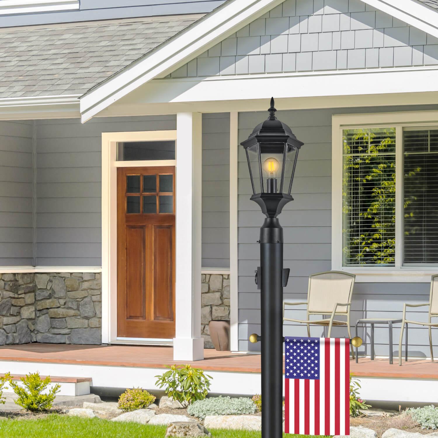 Black Outdoor Lamp Post with Outlet and Photo Eye 589812