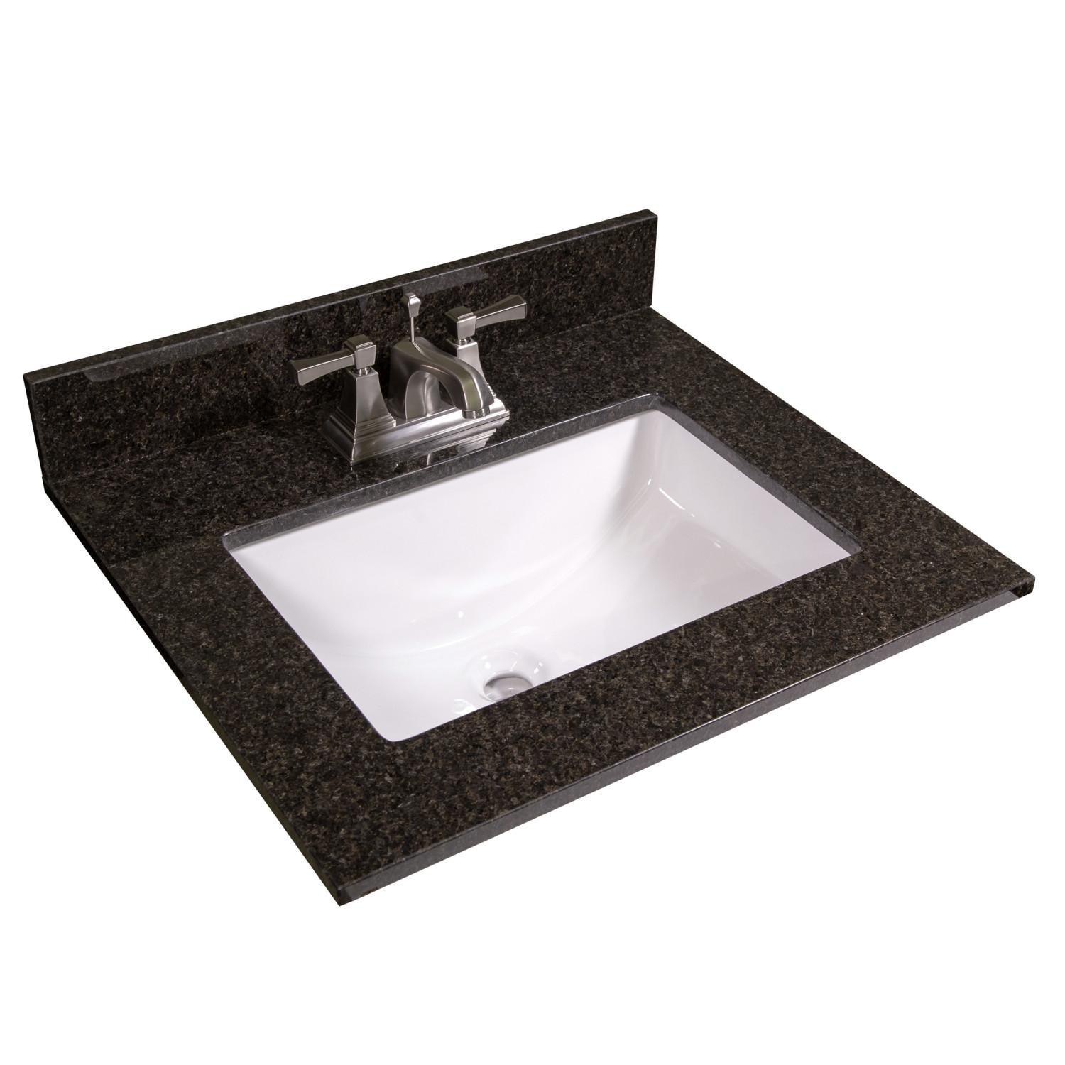 Black Pearl Granite 25 Inch Vanity Top with Faucet ǀ Bath ǀ Today's
