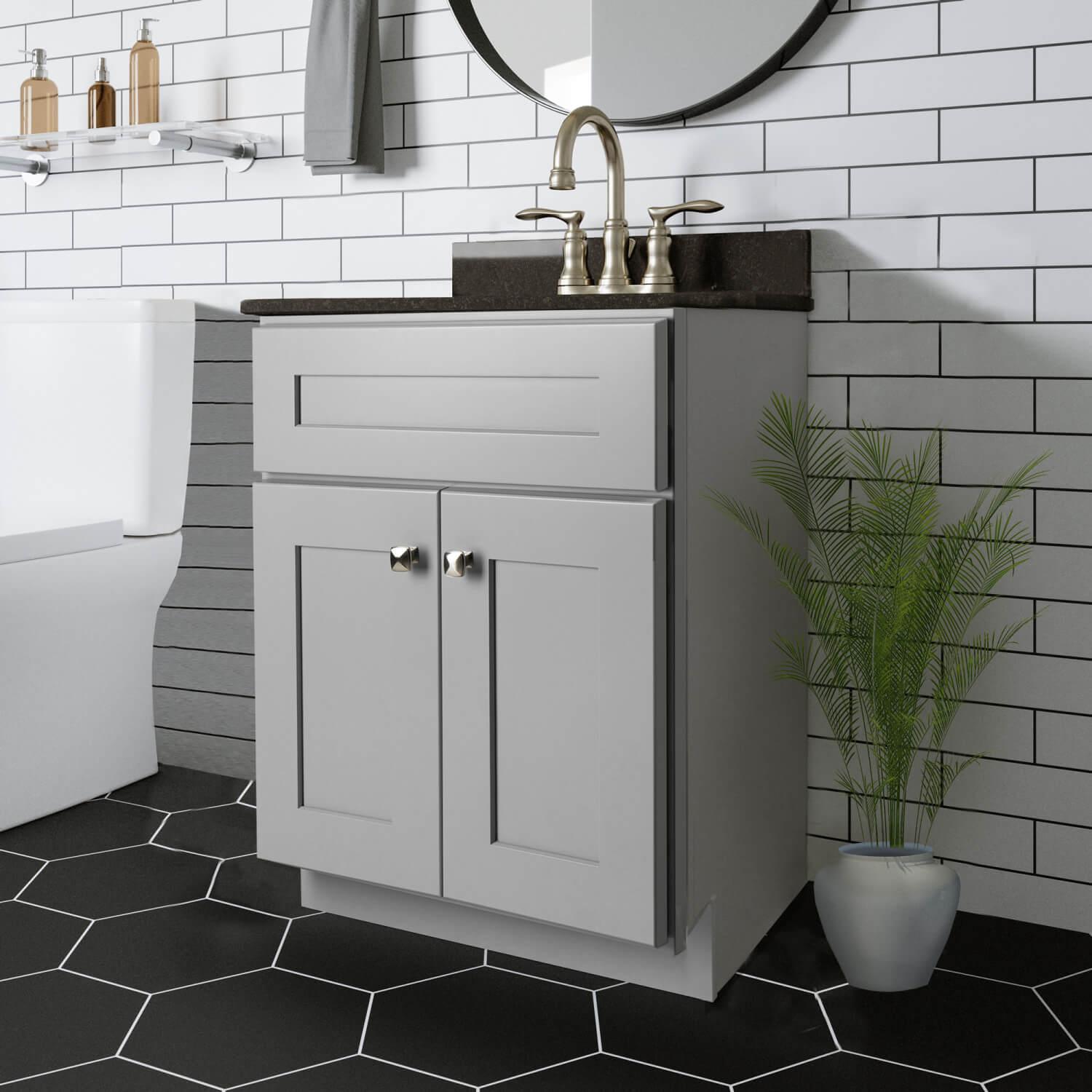 Brookings 24 by 18 Inch Gray Bathroom Vanity Without Top ǀ Bath ǀ Today
