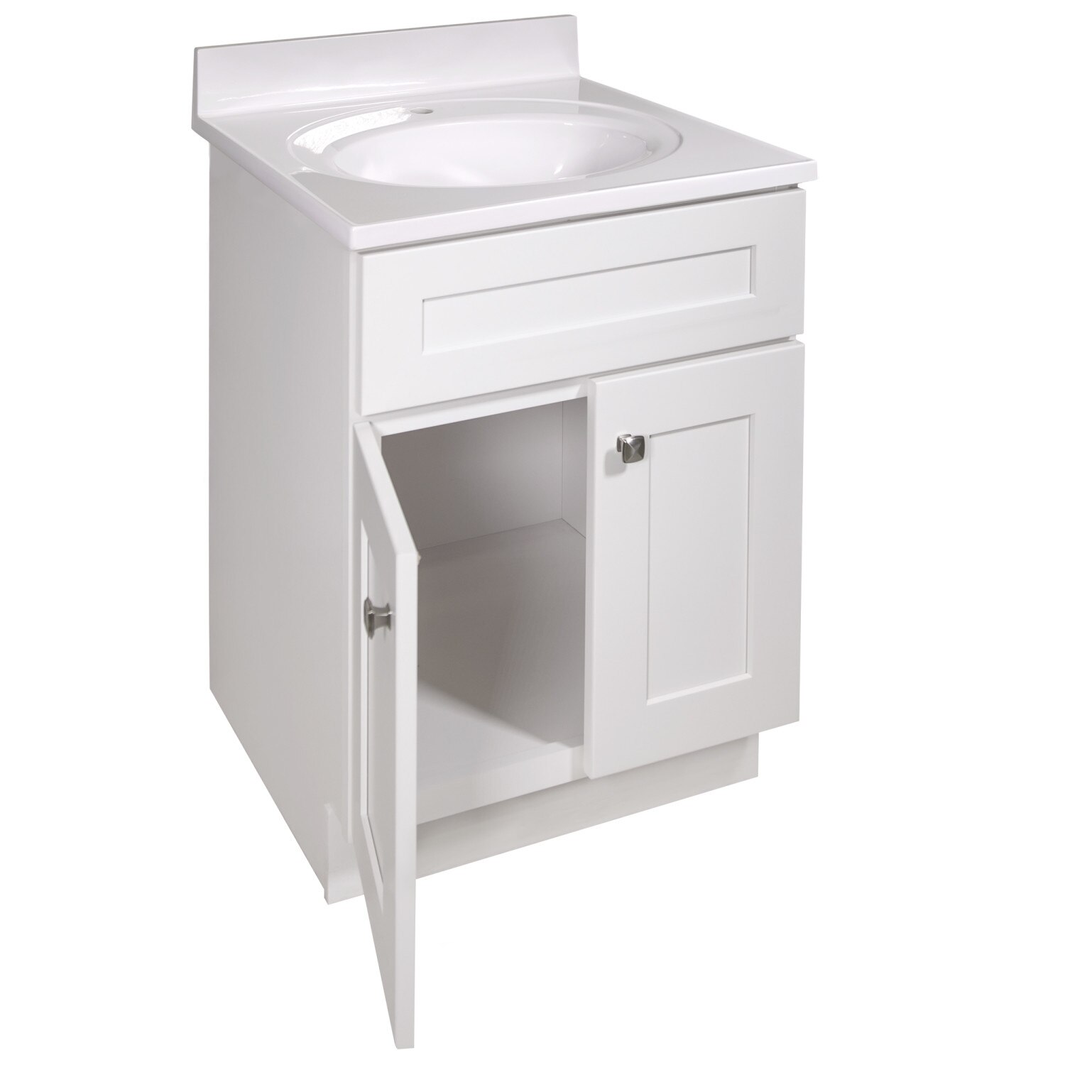 Brookings 25 Inch 2 Door Solid White Single Hole Top Bathroom Vanity ǀ