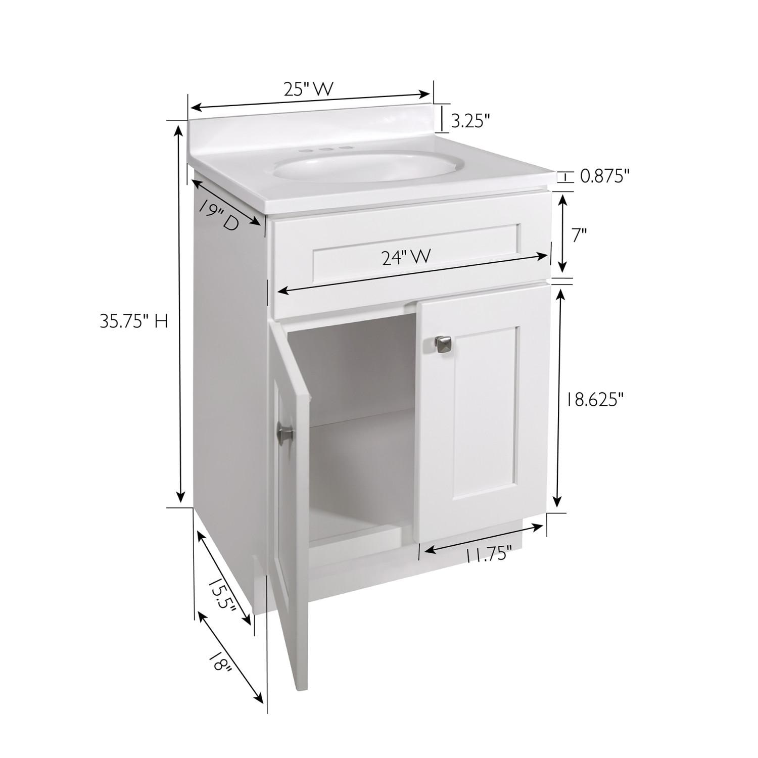 Brookings 25 Inch White Vanity with Solid Marble Top ǀ Bath ǀ Today's 