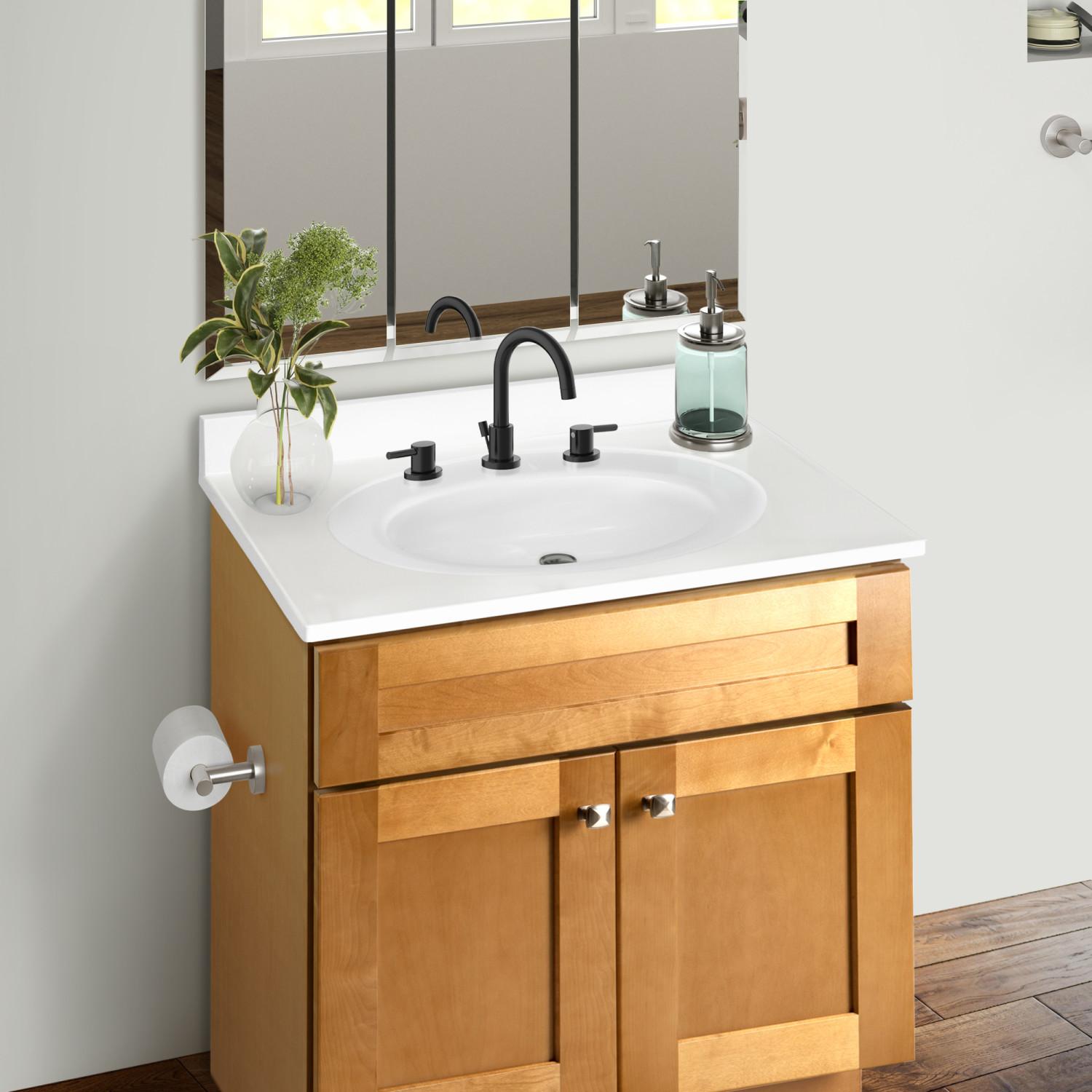 Brookings 31 Inch Marble Top Solid White Widespread Vanity in Modern