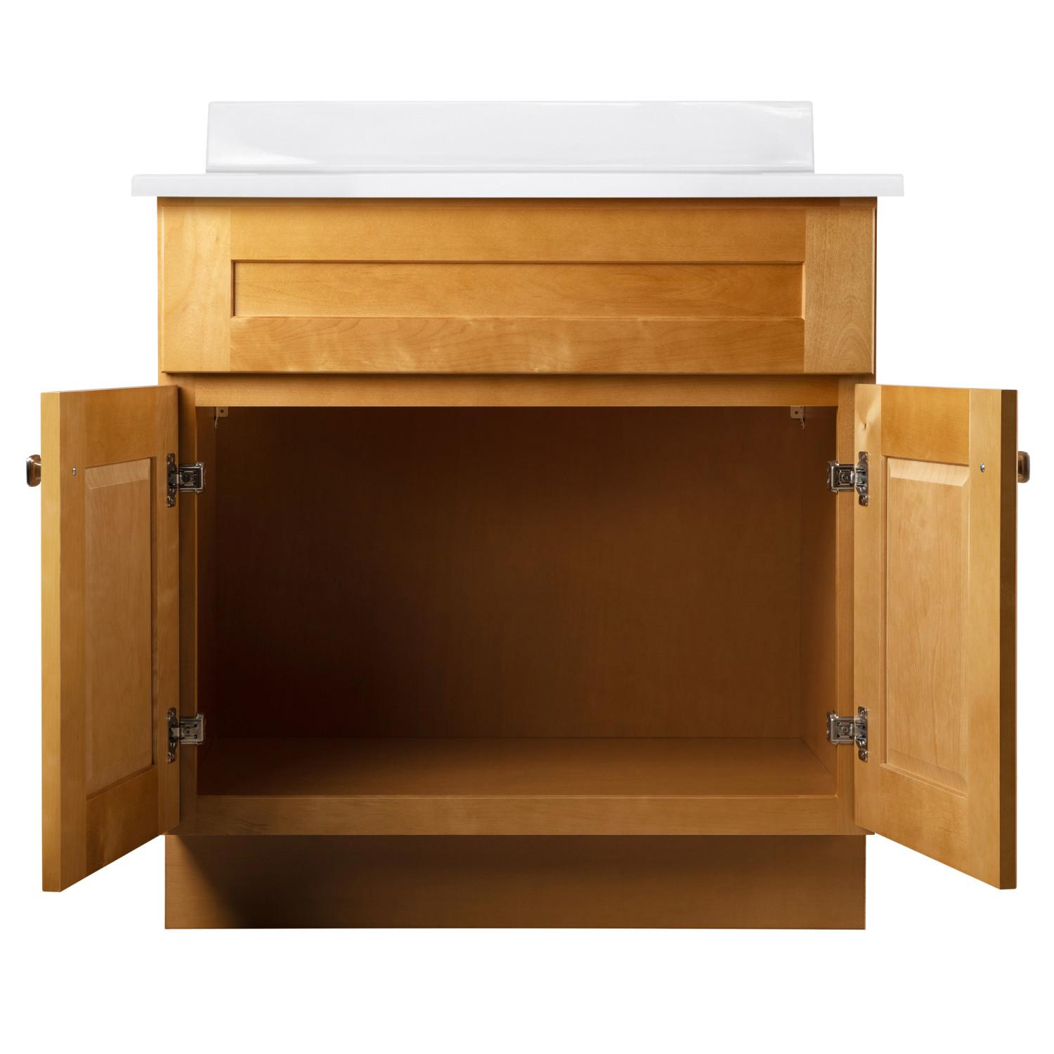 Brookings 31 Inch Marble Top Solid White Widespread Vanity in Modern