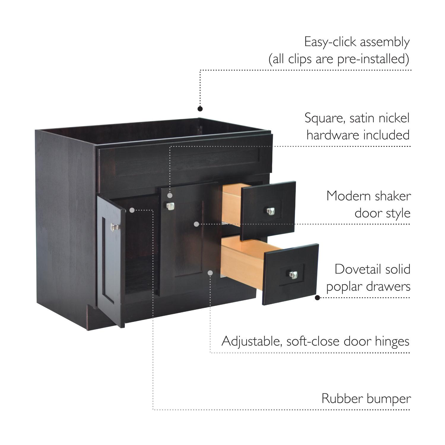 Brookings 36 Inch Espresso Bathroom Vanity Without Top ǀ Bath ǀ Today's