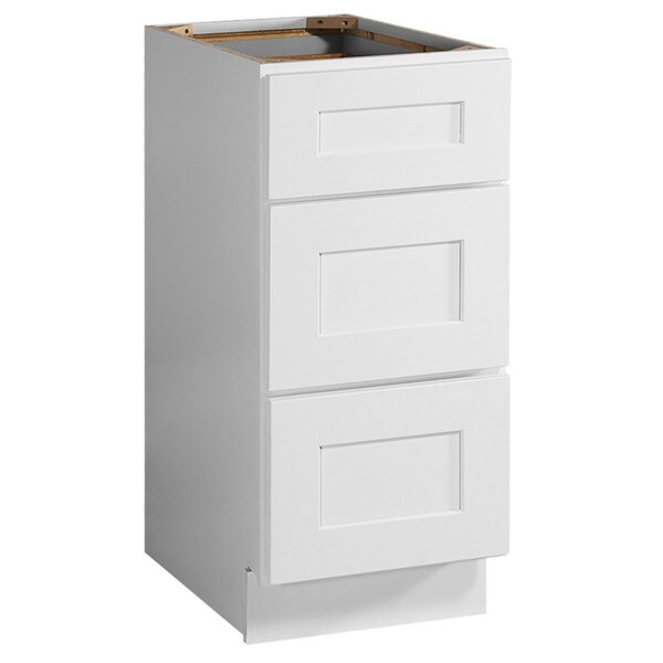 Design House Brookings Solid Wood Assembled Shaker 15 in. x 34.5 in. x 24 in. 3 Drawer Base Kitchen Cabinet with 3DB15 in White