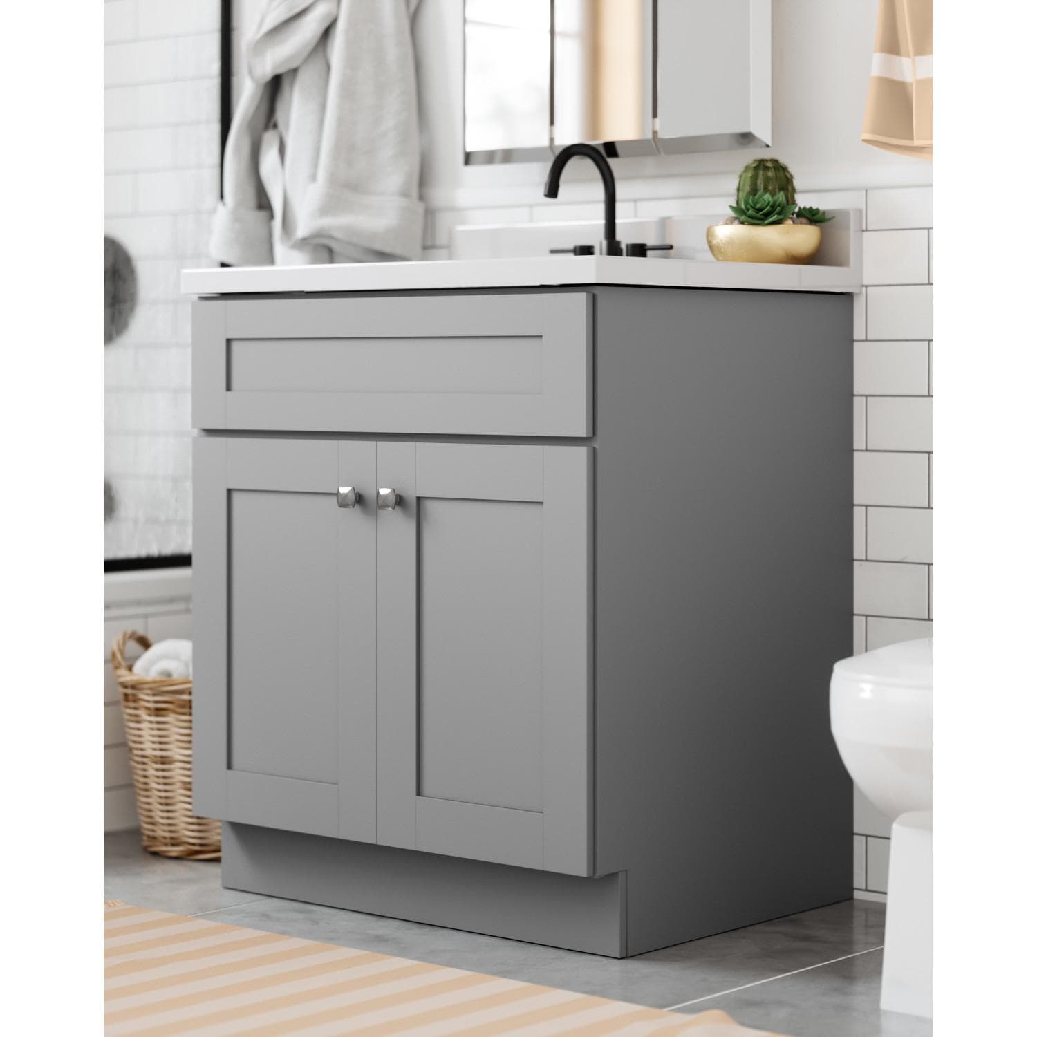 Brookings 30 Inch Bathroom Vanity Without Top Gray Fully Assembled
