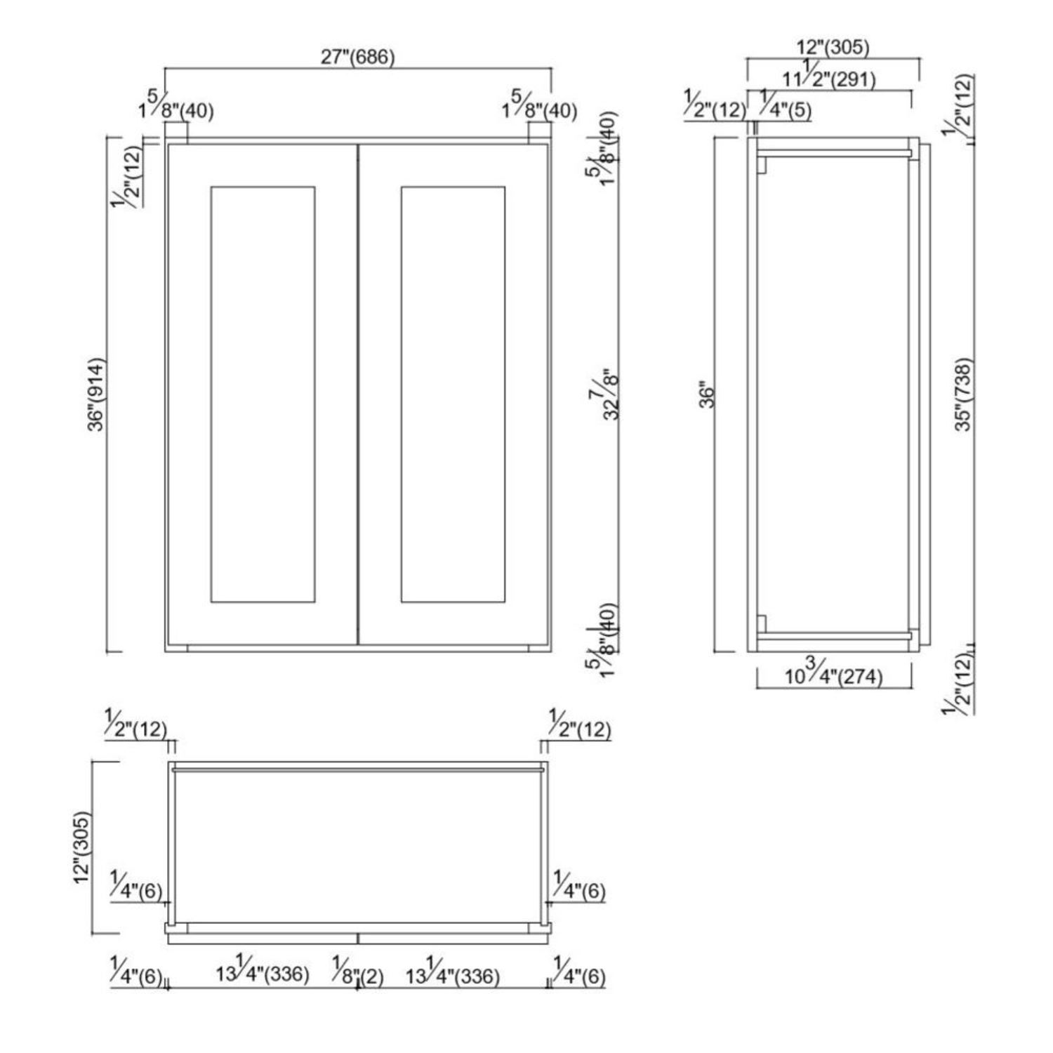 Brookings Wall Kitchen Espresso 27 Inch by 36 Inch by 12 Inch ǀ