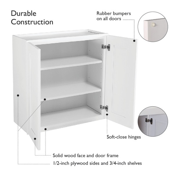 Design House Brookings Solid Wood Ready to Assemble Shaker 30 in. x 36 in. x 12 in. 2 Door Wall Kitchen Cabinet in Espresso