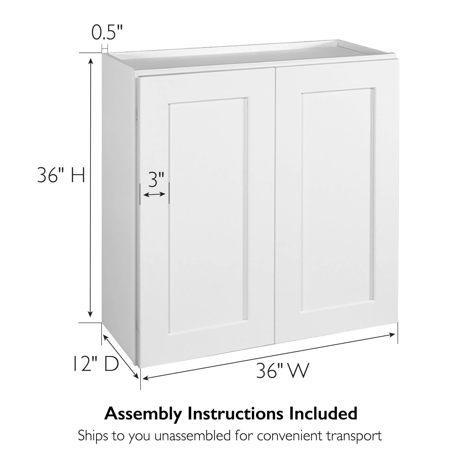 Brookings Wall Kitchen White 12 Inch by 36 Inch ǀ Kitchen ǀ
