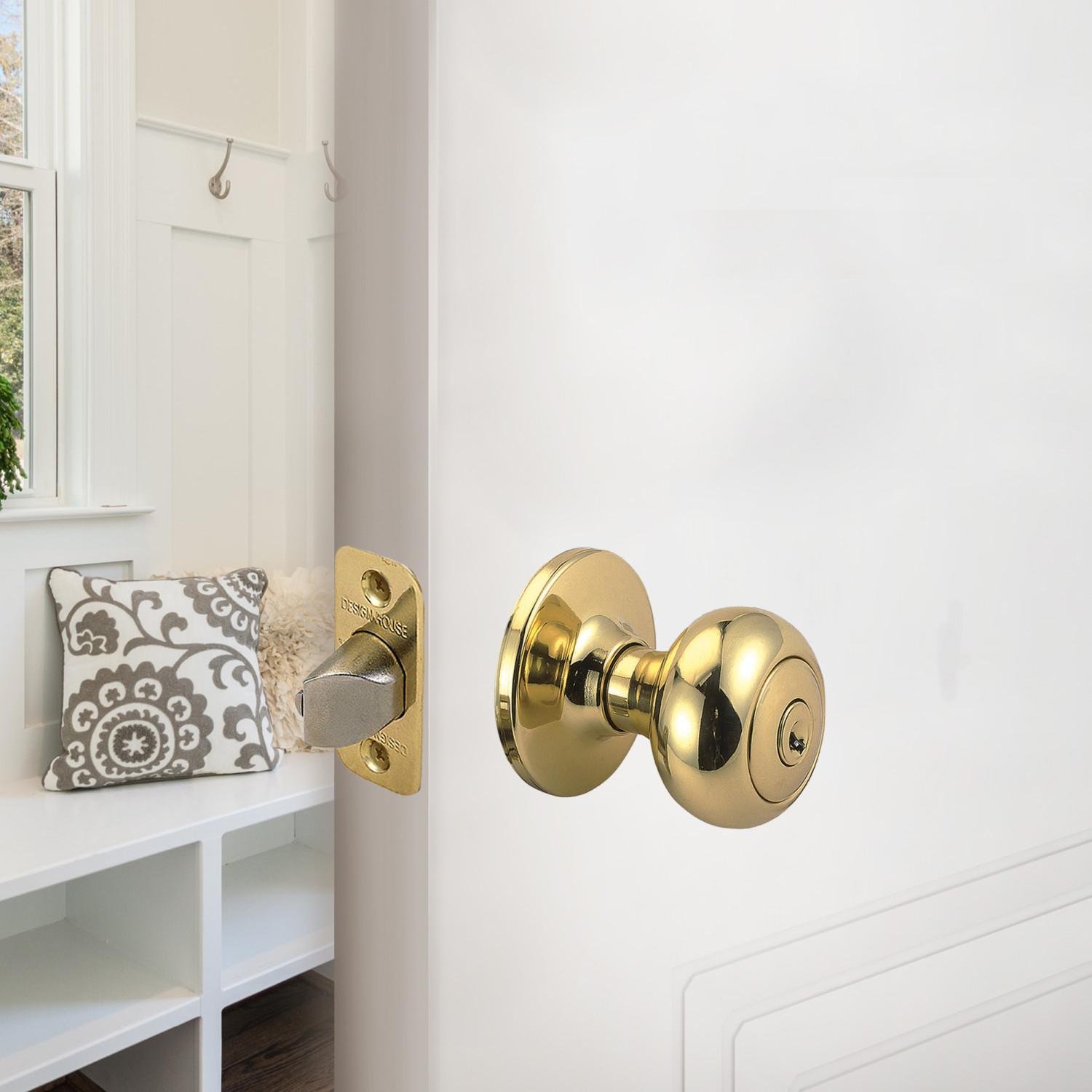 Cambridge Keyed Entry Door Knob Polished Brass ǀ Hardware & Locks