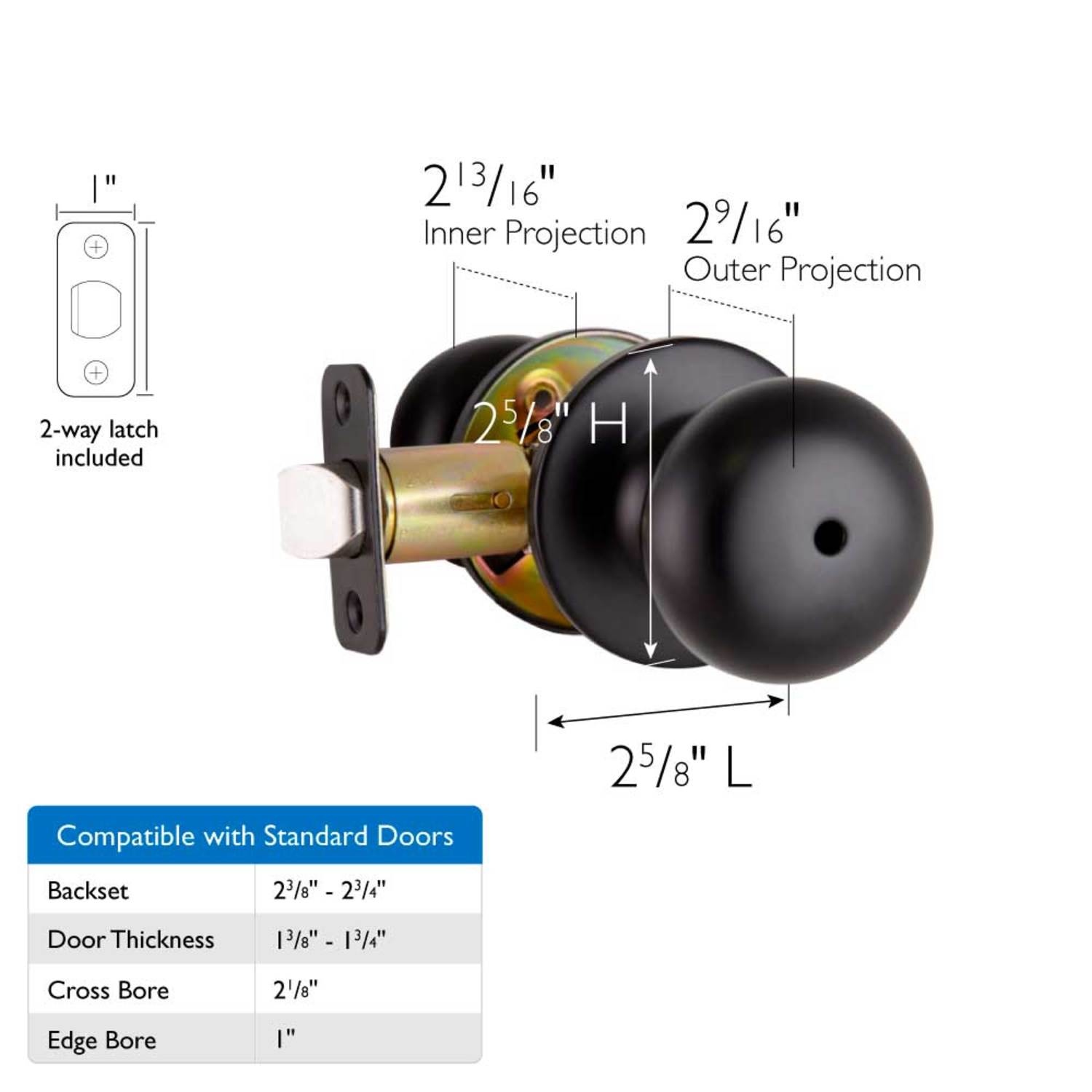 Cambridge Privacy Door Knob Matte Black ǀ Hardware & Locks ǀ Today's Design House