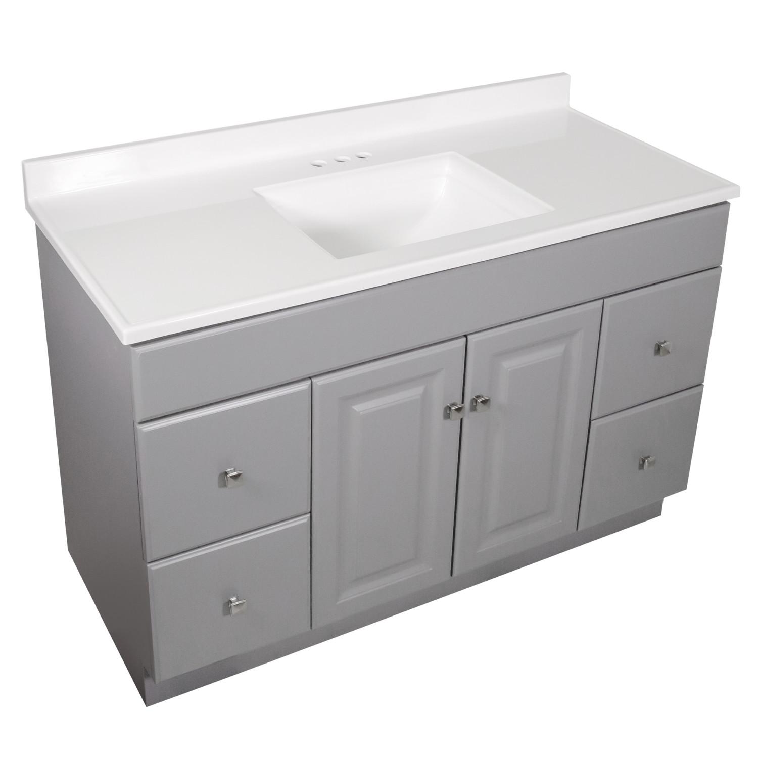 Camilla Cultured Marble White Vanity Top, 49 Inch x 22 Inch ǀ Bath ǀ