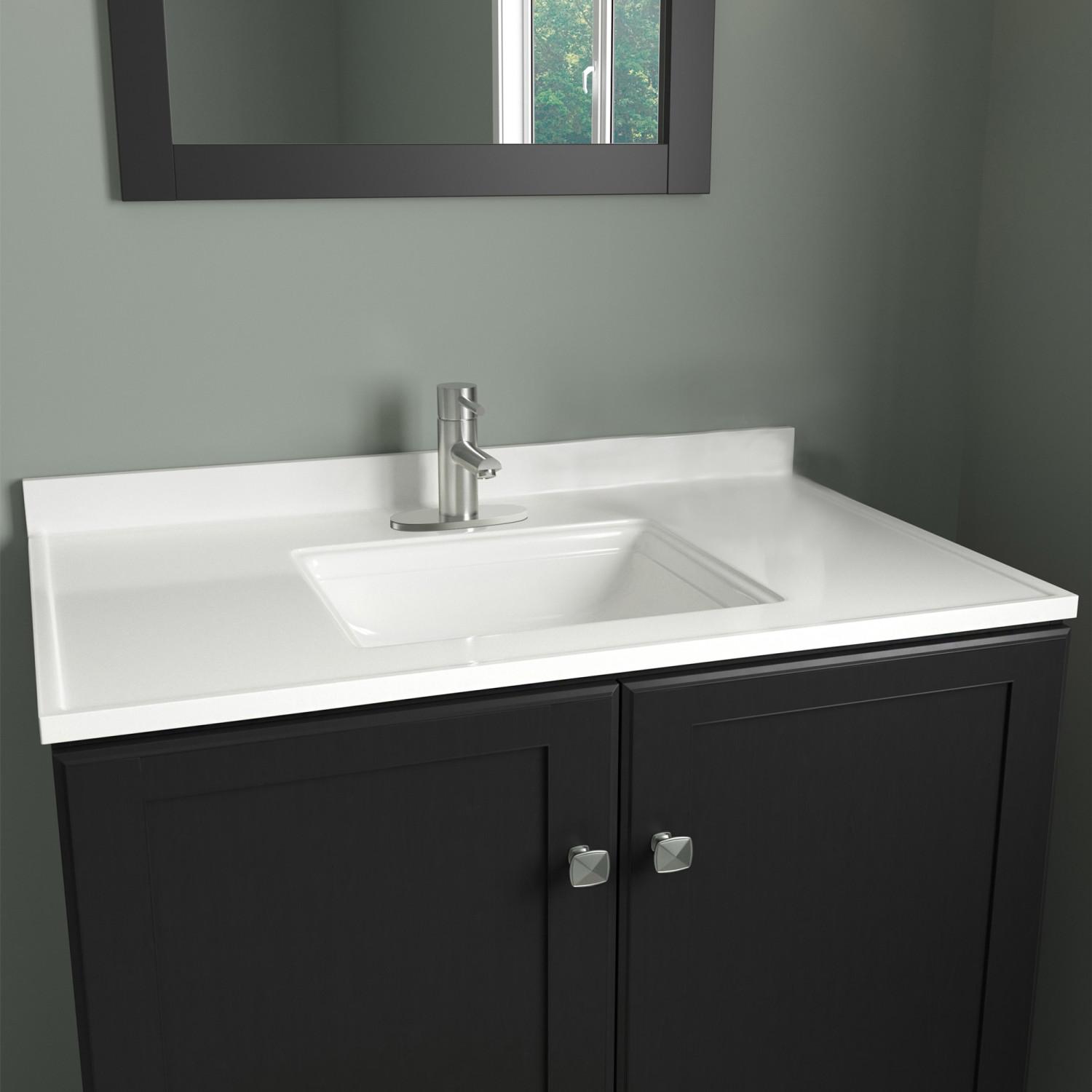 Camilla Solid White Marble Vanity Top, 37 Inch x 22 Inch ǀ Bath ǀ Today
