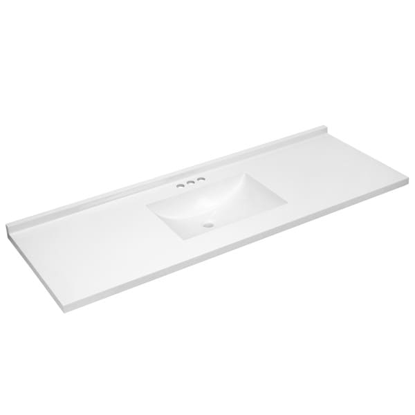 61 in. x 22 in. Cultured Marble Vanity Top in White with White Sink 61 in. x 22 in. Cultured Marble Vanity Top in White with White Sink