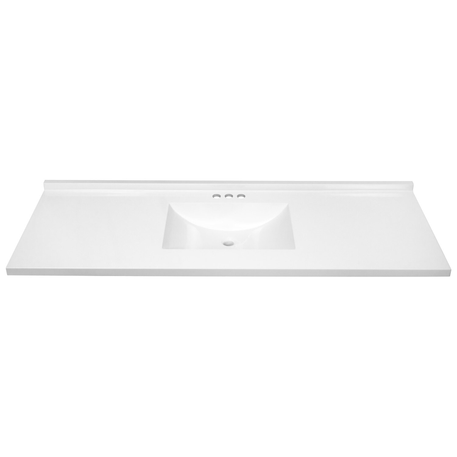 Camilla White Cultured Marble Single Bowl Vanity Top, 61 Inch x 22 Inch ...