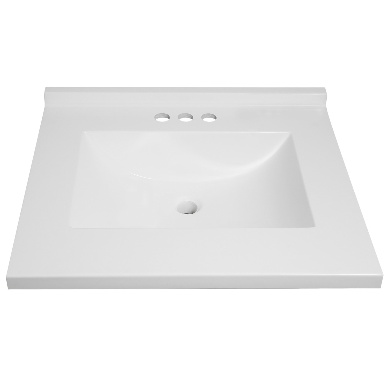 Camilla White Cultured Marble Vanity Top, 25 Inch x 22 Inch ǀ Bath ǀ ...