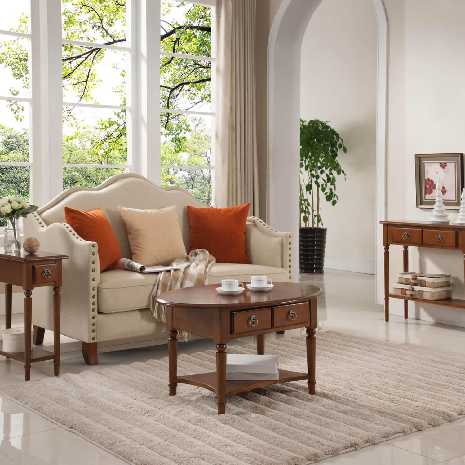 Coastal Oval Coffee Table Pecan ?? Furniture ?? Today's Design House