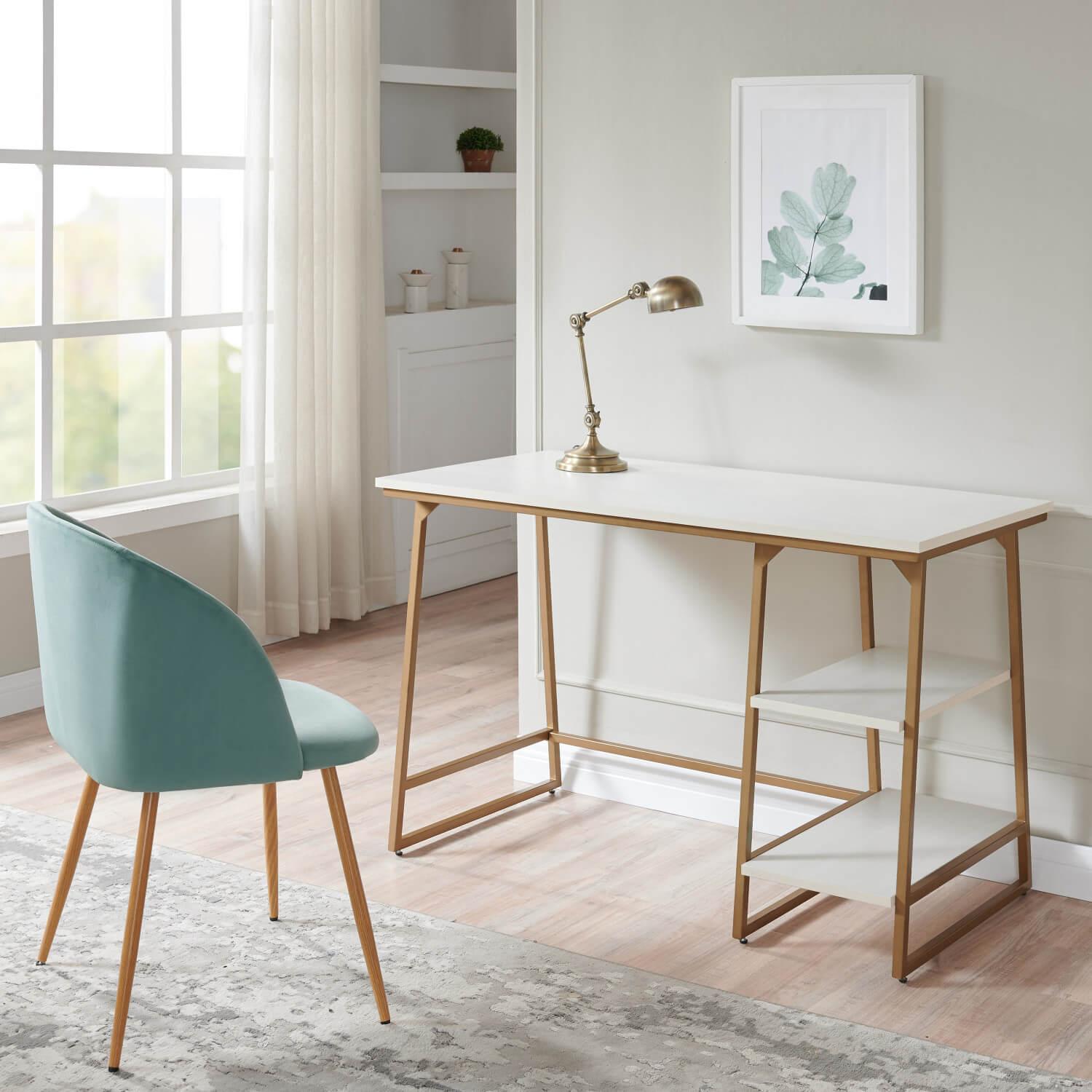 Leick Home Desk White Herringbone Gold ǀ Furniture ǀ Today's Design House