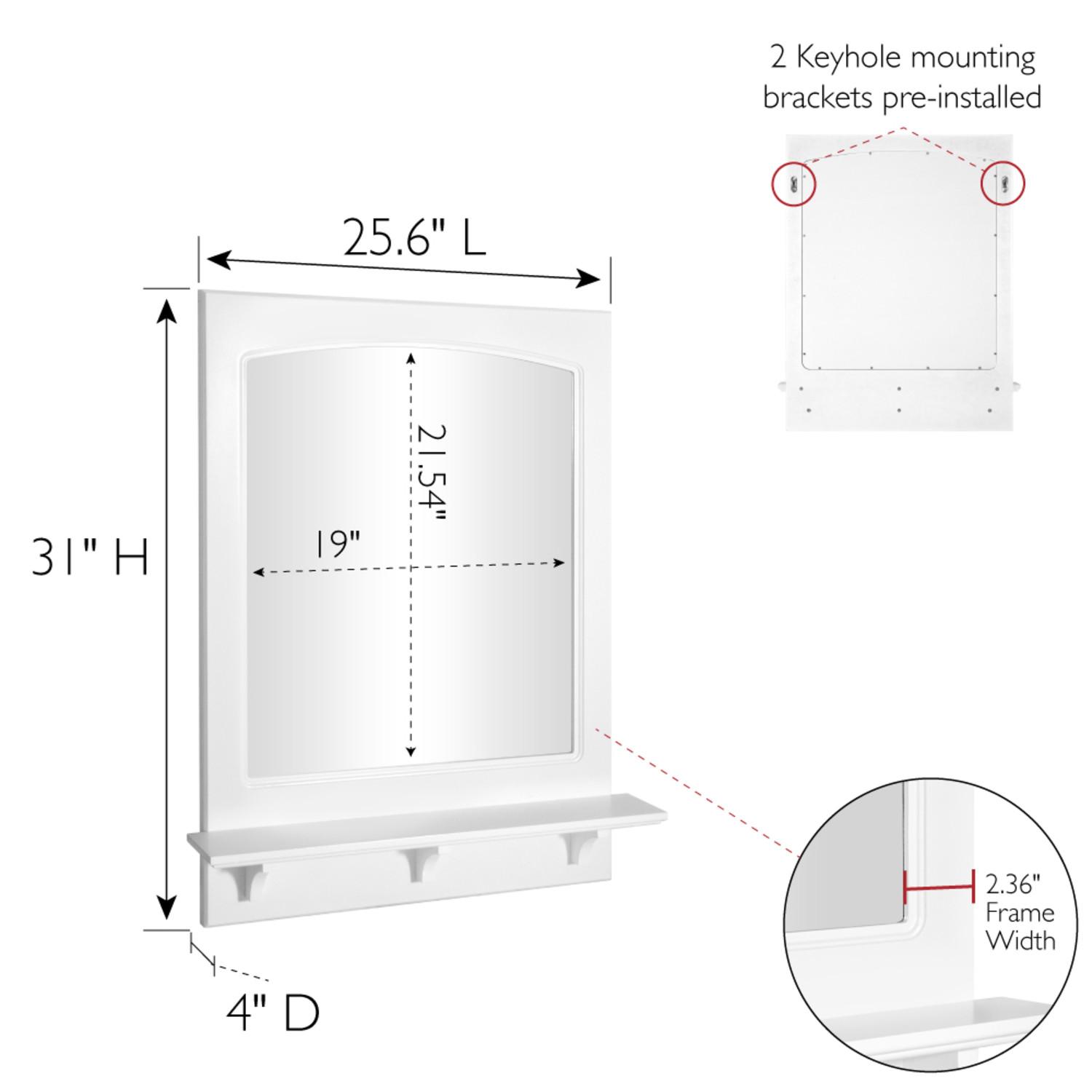 Concord 24 Inch White Mirror with Shelf ǀ Bath ǀ Today's Design House