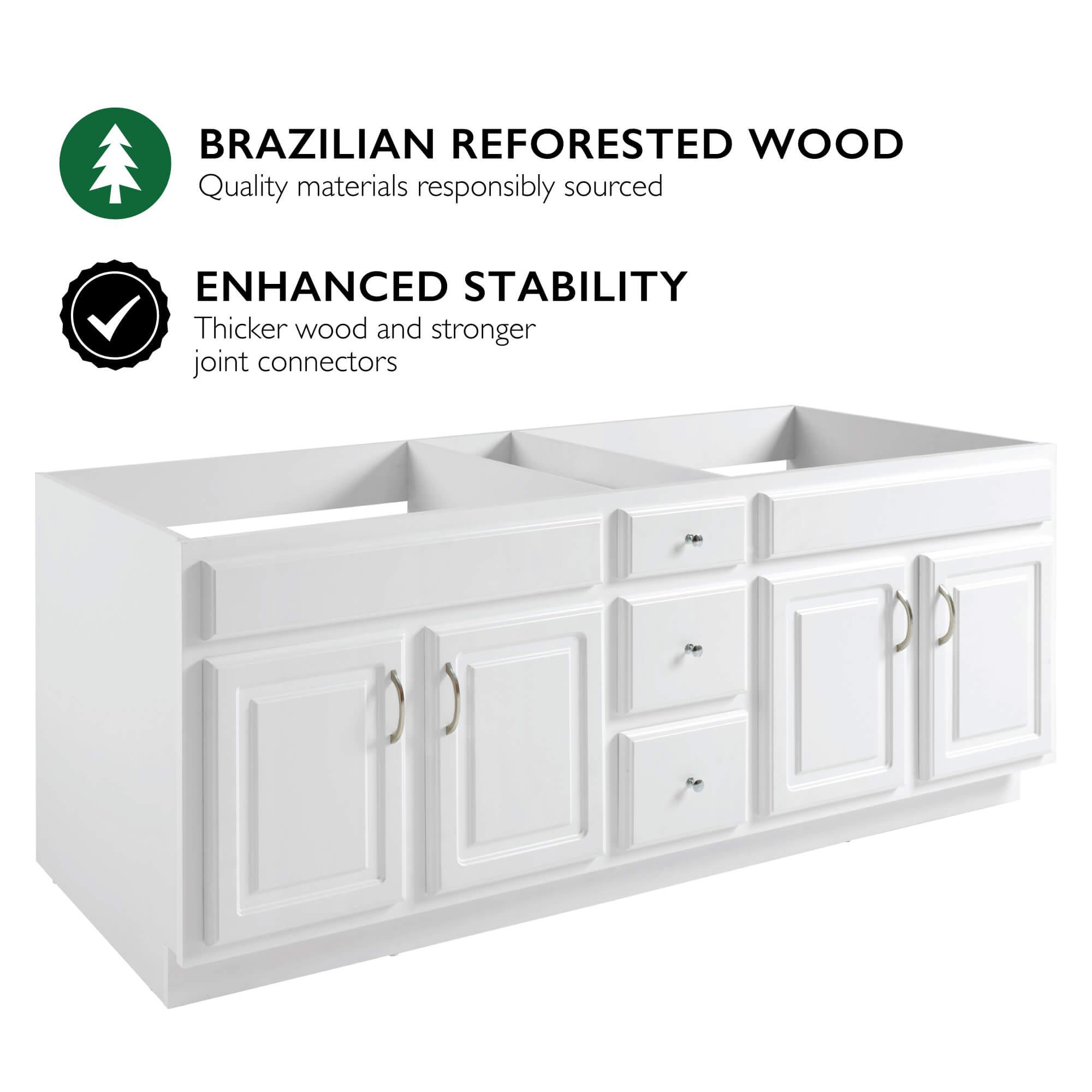 Concord 72 Inch Brazilian Pine Vanity White | Bath | Today's Design House