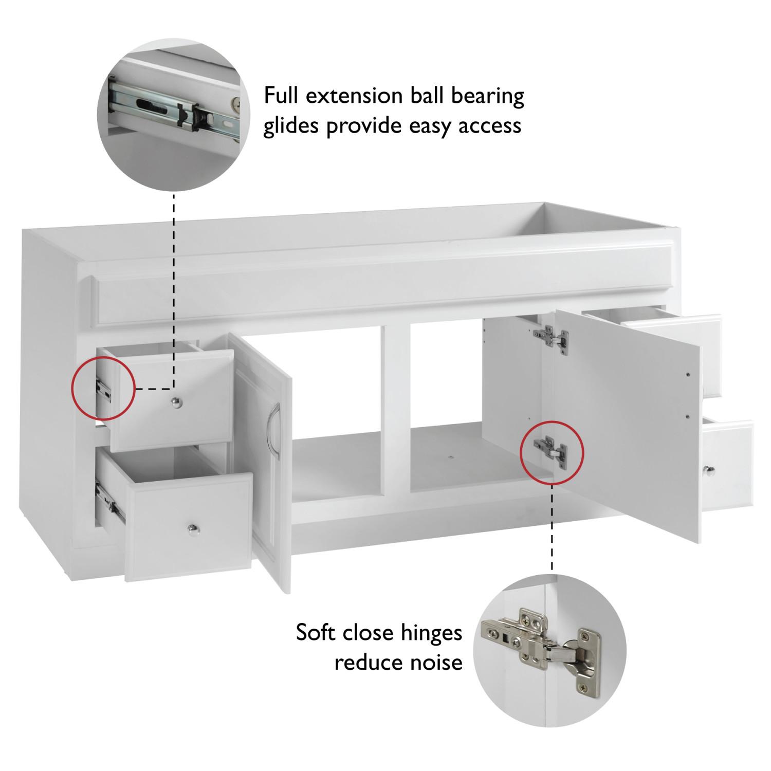 Concord 60 Inch Bathroom Vanity Without Top Fully Assembled | Bath ...