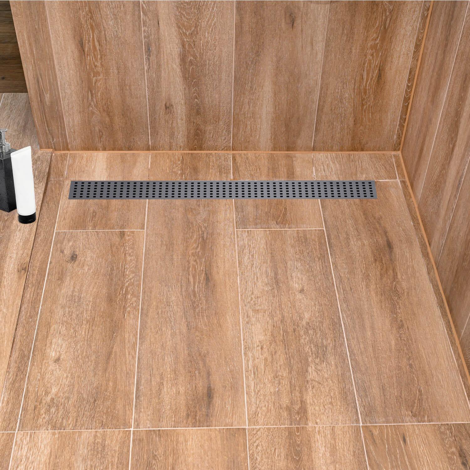 Contemporary 36 Inch Linear Matte Black Shower Drain ǀ Bath ǀ Today's