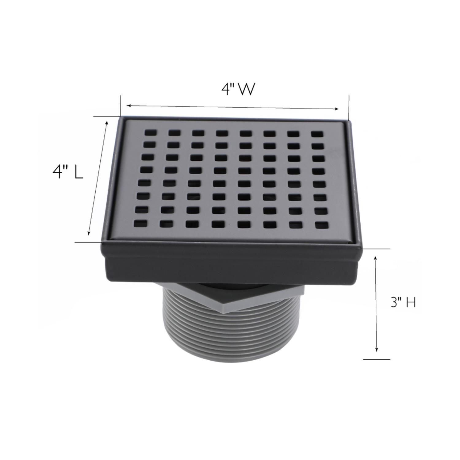 Design House 542852-MB Square Shower Drain, Matte Black, 4