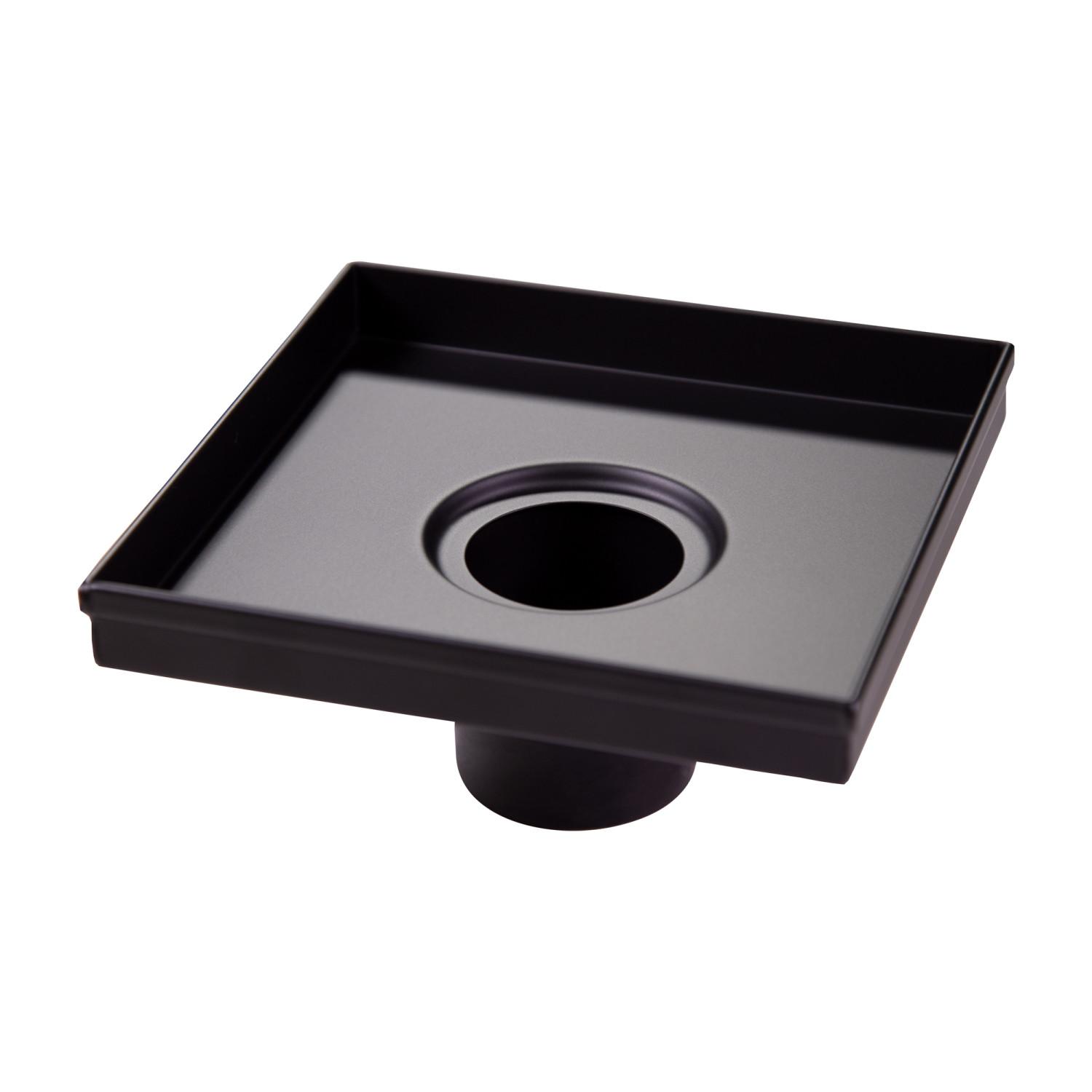 Contemporary 6 Inch Square Matte Black Shower Drain ǀ Bath ǀ Today's