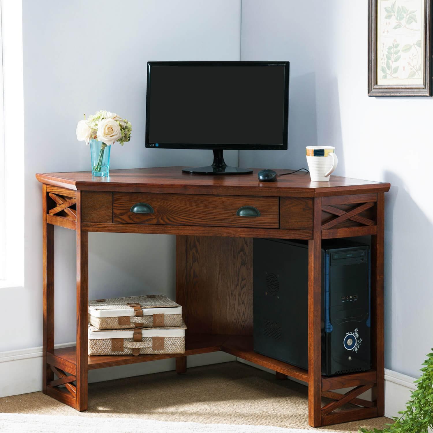 Mission oak corner desk deals