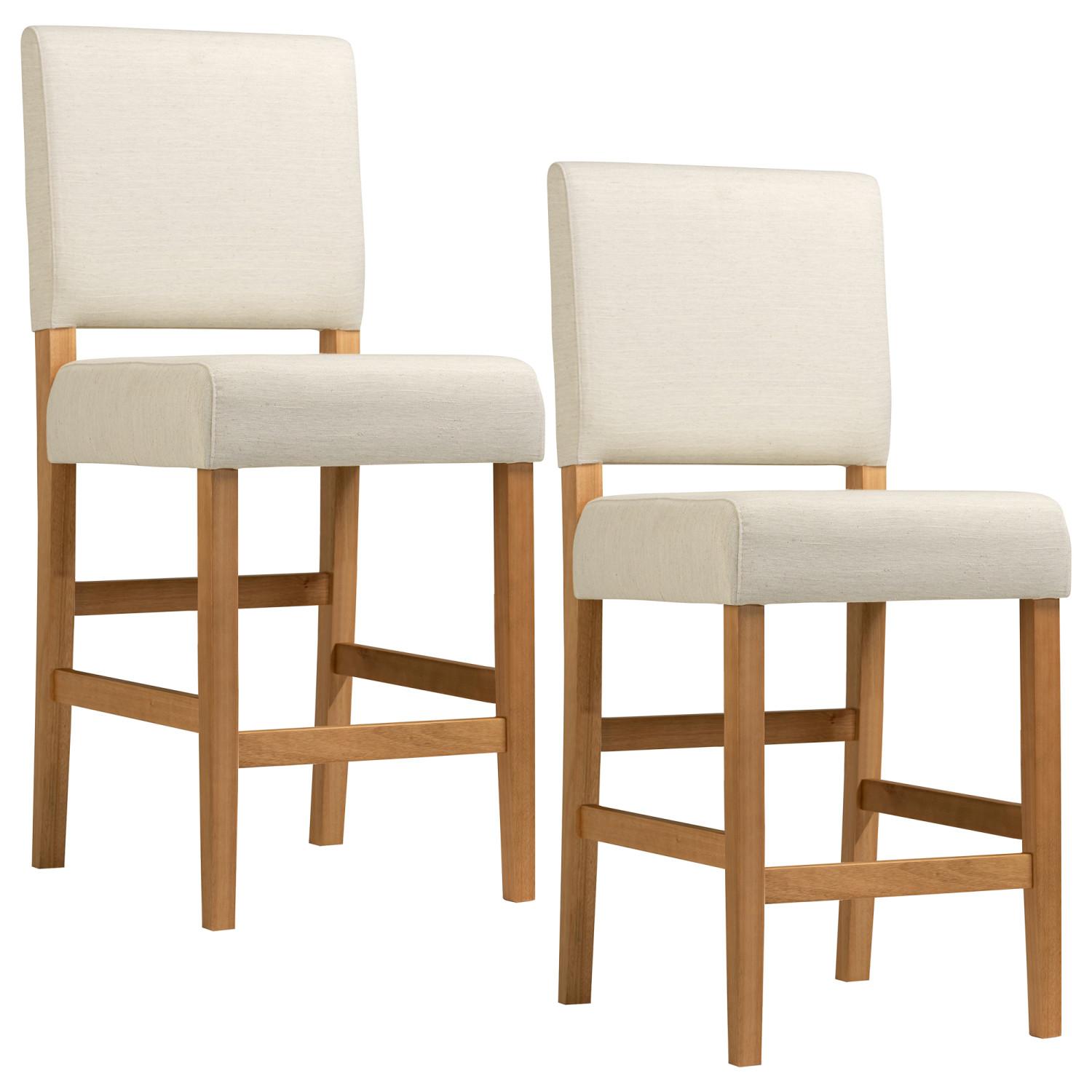 Counter Stool Natural White Set of 2, Furniture