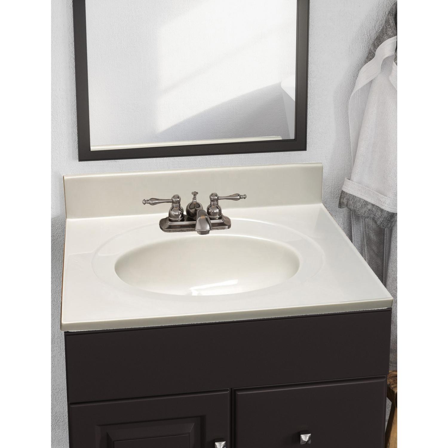 Cultured Marble White on White Vanity Top, 25 Inch x 22 Inch ǀ Bath ǀ ...