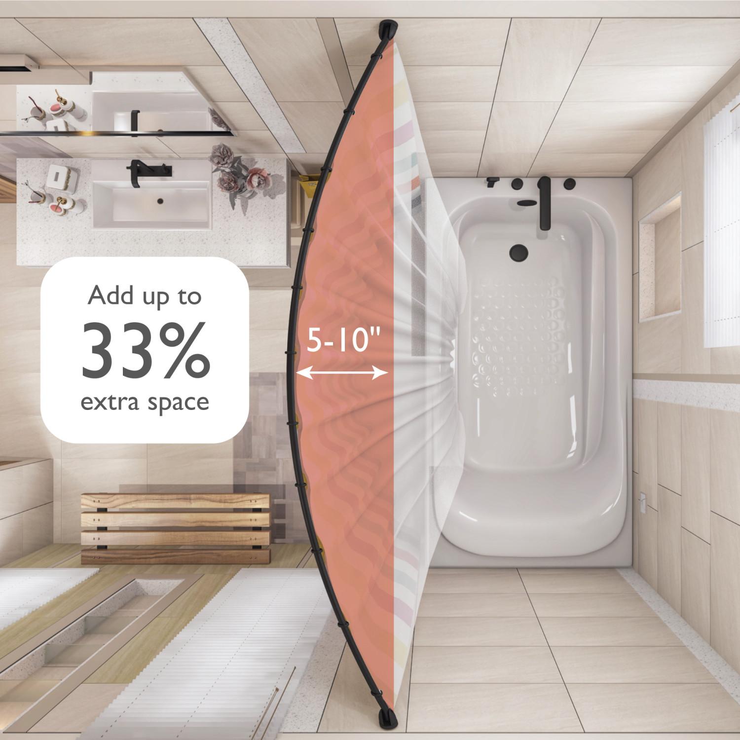 Curved Shower Rod Matte Black 66 Inch Bath Today's Design House