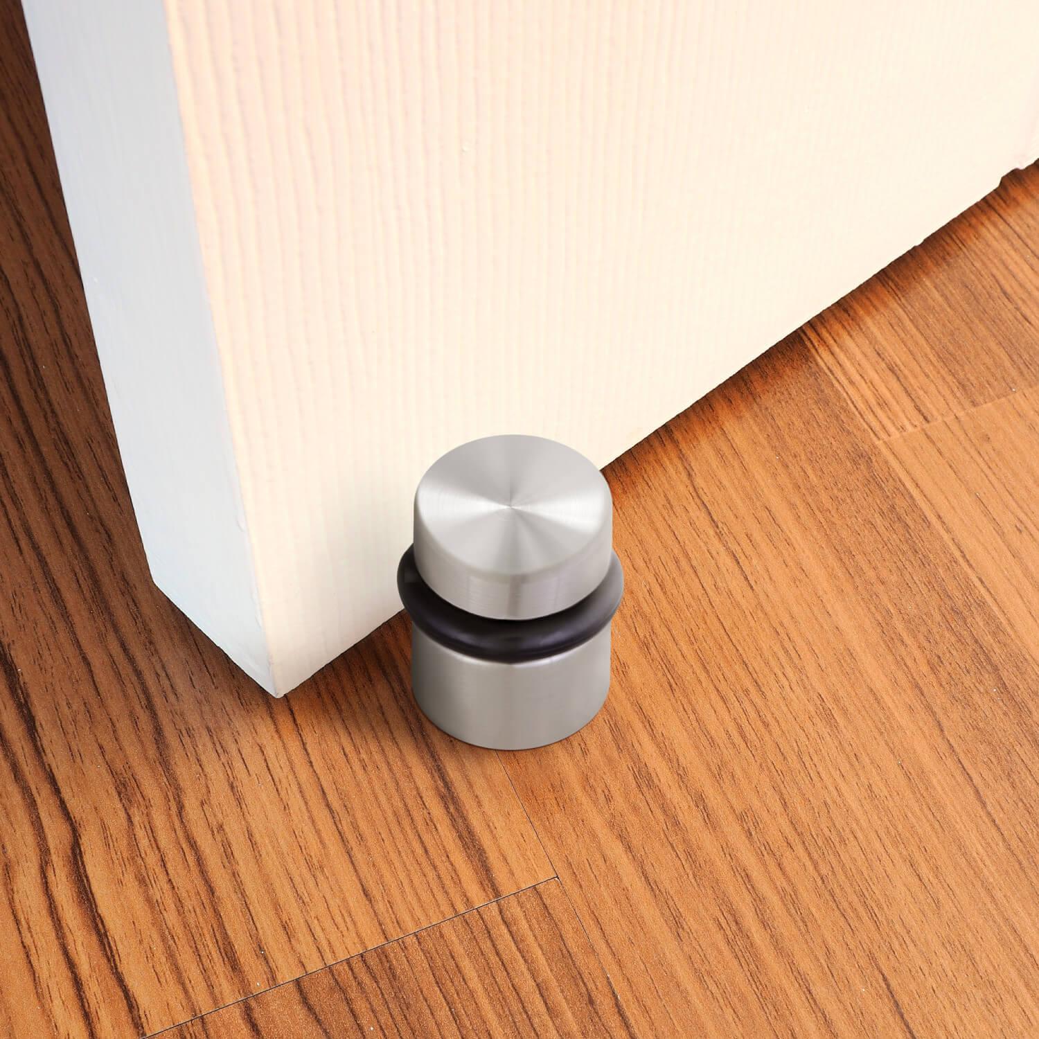 Door Stopper Cylindrical Floor Mount Door Stop,Brushed Door Stoppers With  Rubber Door Stops Modern Wall