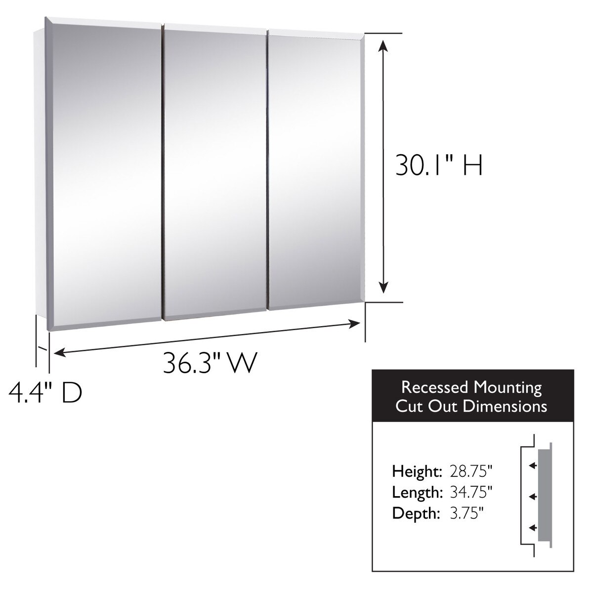 Cyprus 36 Inch Medicine Cabinet Mirror | Bath | Today's Design House