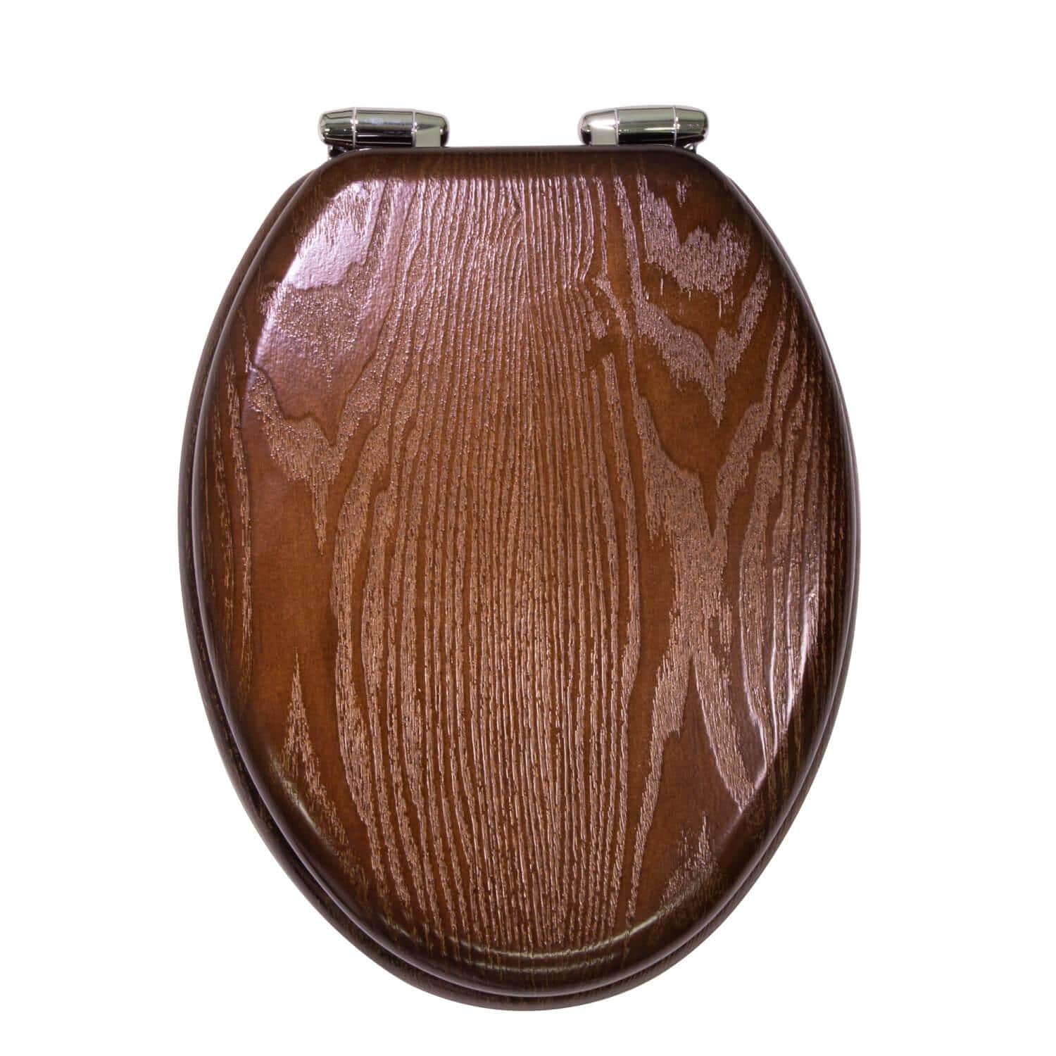 Brown elongated toilet seat deals