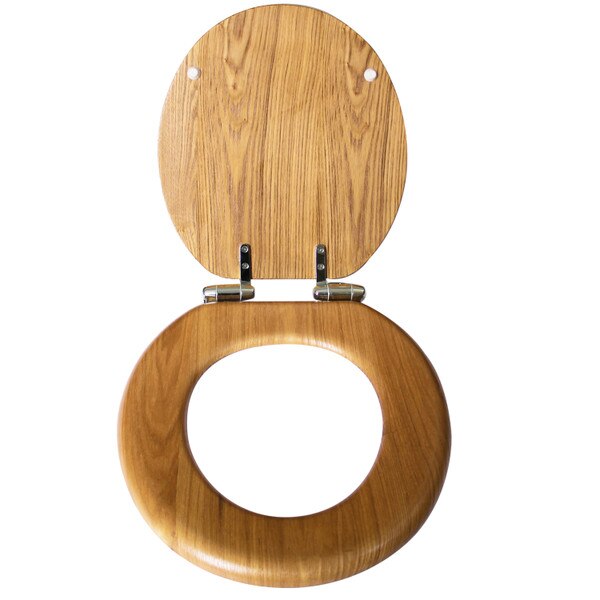 Achim Home Furnishings Hard Wood Standard Round Toilet Seat – Maple Woodgrain
