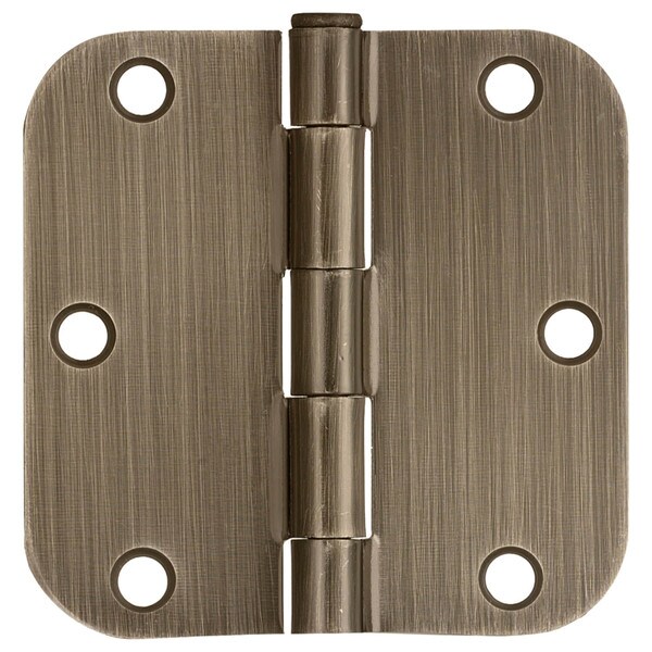 3-1/2 in. Antique Brass Steel Door Hinge 5/8 in. Corner Radius with Screws (12-Pack) 3-1/2 in. Antique Brass Steel Door Hinge 5/8 in. Corner Radius with Screws (12-Pack)