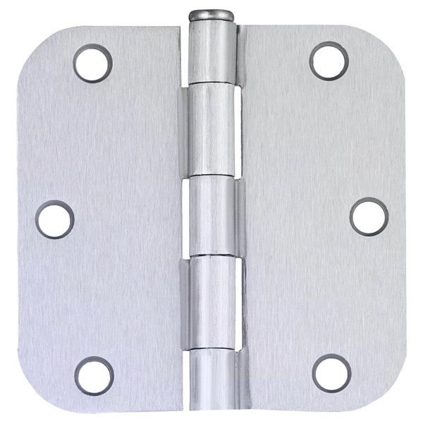 3.5 in. x 3.5 in. Brushed Chrome Plain Bearing Steel Hinge with 5/8 in. Radius (Set of 2) 3.5 in. x 3.5 in. Brushed Chrome Plain Bearing Steel Hinge with 5/8 in. Radius (Set of 2)
