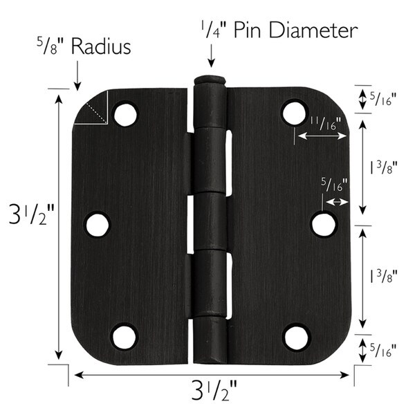 3-1/2 in. Oil-Rubbed Bronze 5/8 in. Radius Door Hinge with Finial