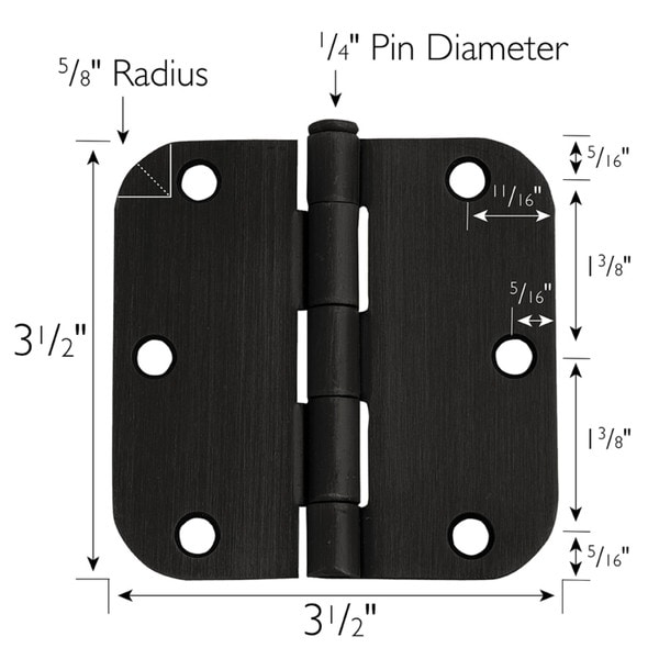 3-1/2 in. Oil-Rubbed Bronze 5/8 in. Radius Door Hinge with Finial 3-1/2 in. Oil-Rubbed Bronze 5/8 in. Radius Door Hinge with Finial
