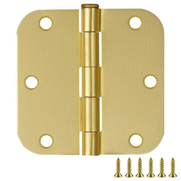3-1/2 in. Satin Brass 5/8 in. Radius Door Hinges Value Pack (12-Pack) 3-1/2 in. Satin Brass 5/8 in. Radius Door Hinges Value Pack (12-Pack)
