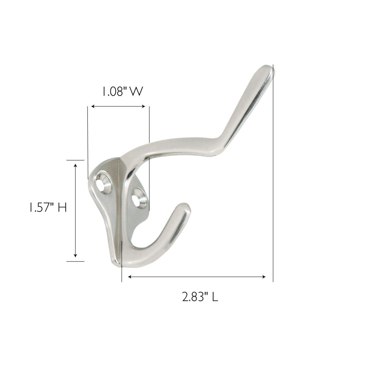 Double Hat Coat Hook Satin Nickel 5 Pack ǀ Hardware & Locks ǀ Today's Design House