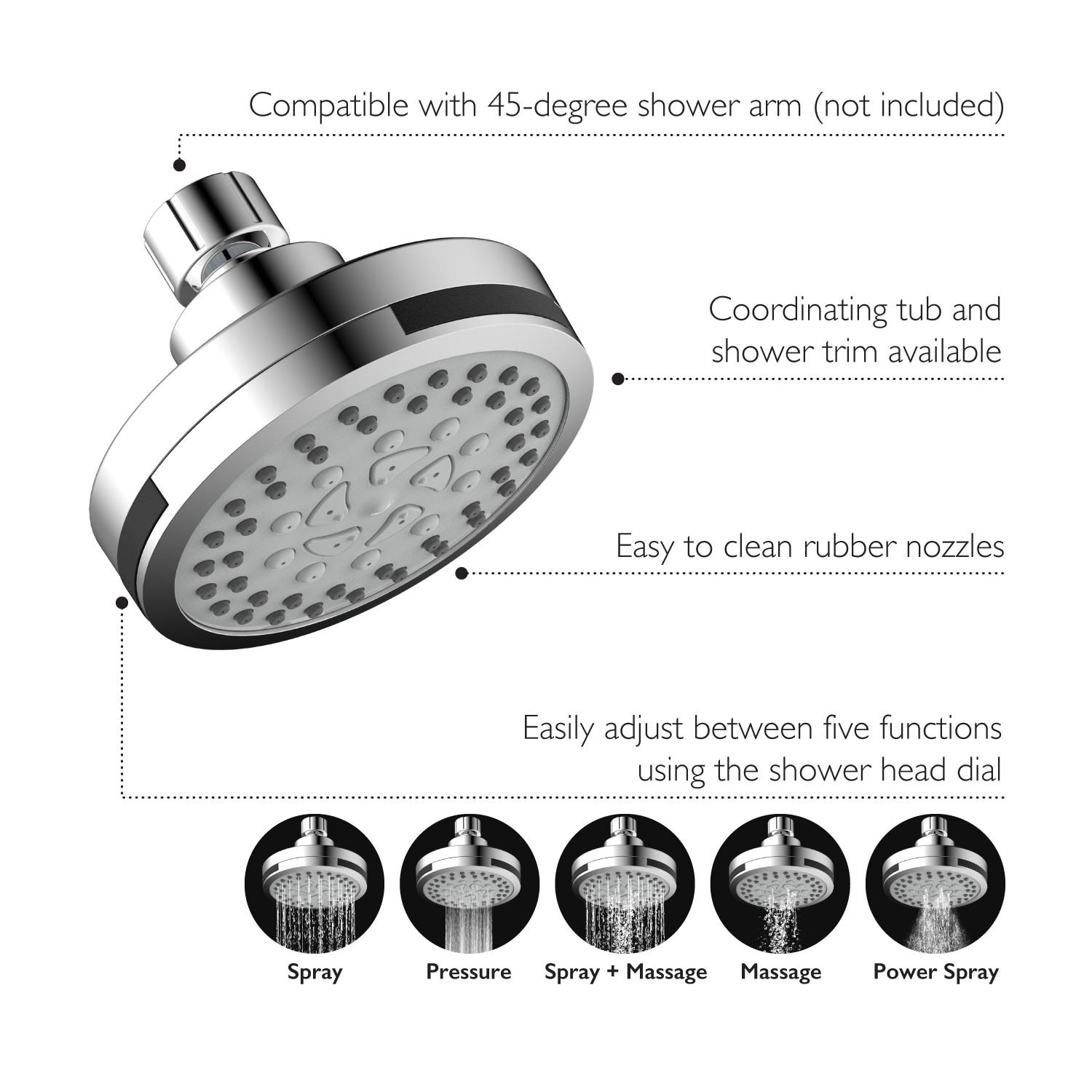 Eastport II Chrome Shower Head ǀ Bath ǀ Today's Design House